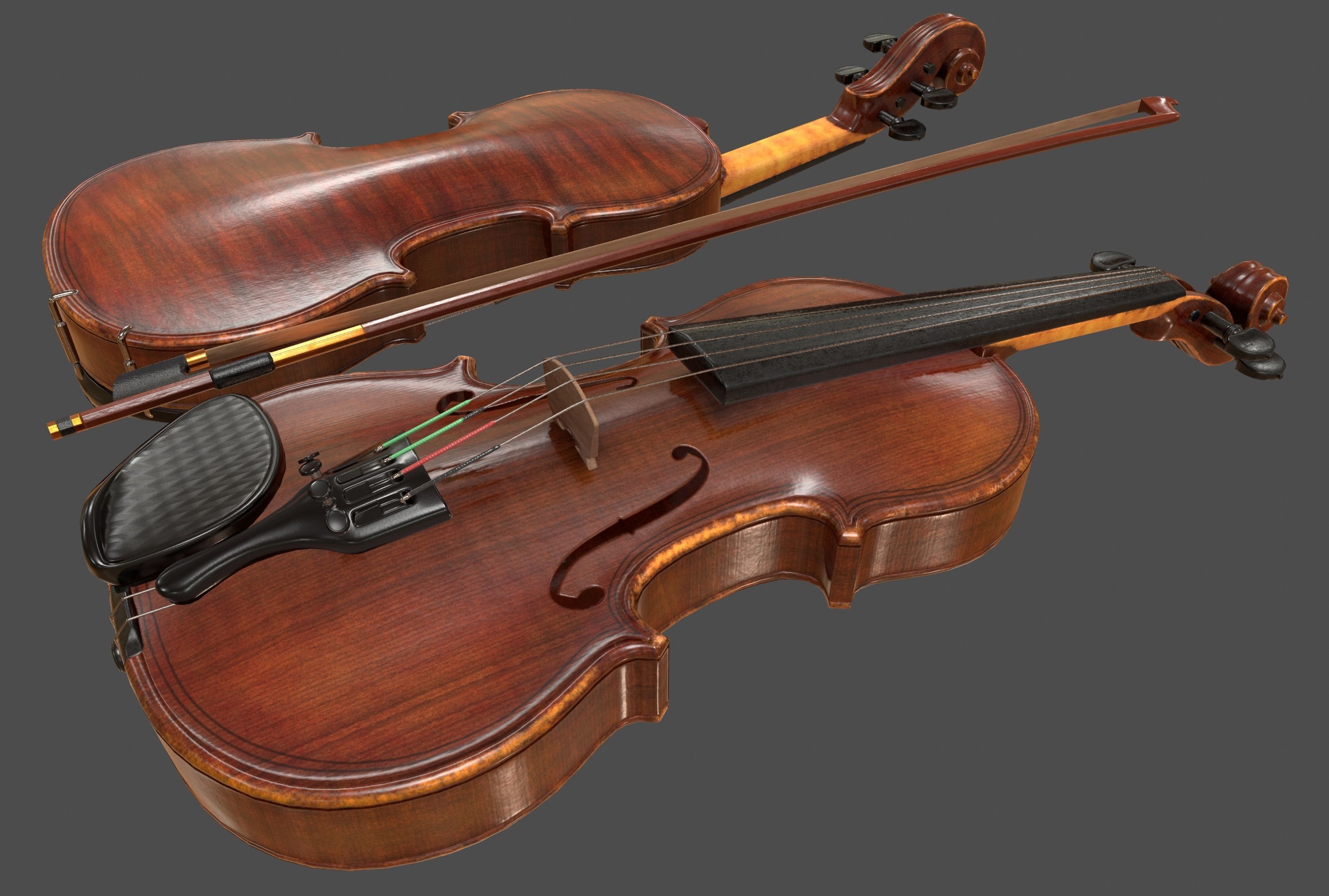 Viola and Bow - Low Poly Low-poly 3D model_7
