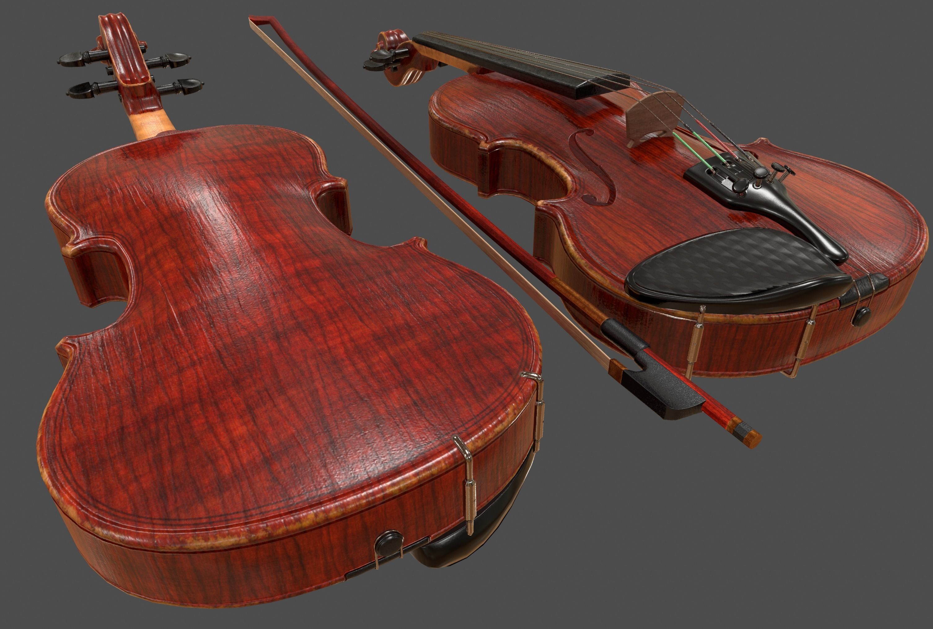 Viola and Bow - Low Poly Low-poly 3D model_15