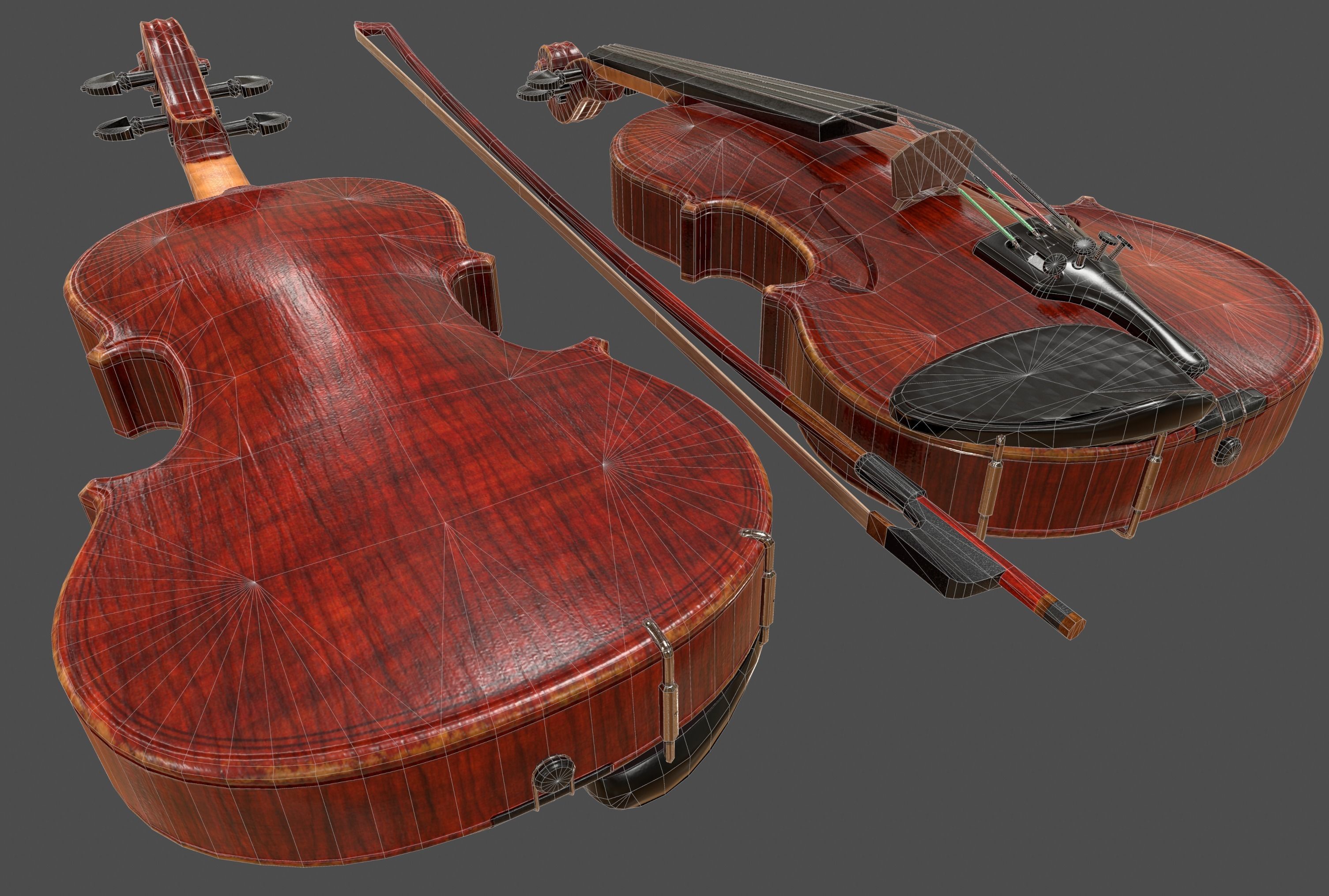 Viola and Bow - Low Poly Low-poly 3D model_16