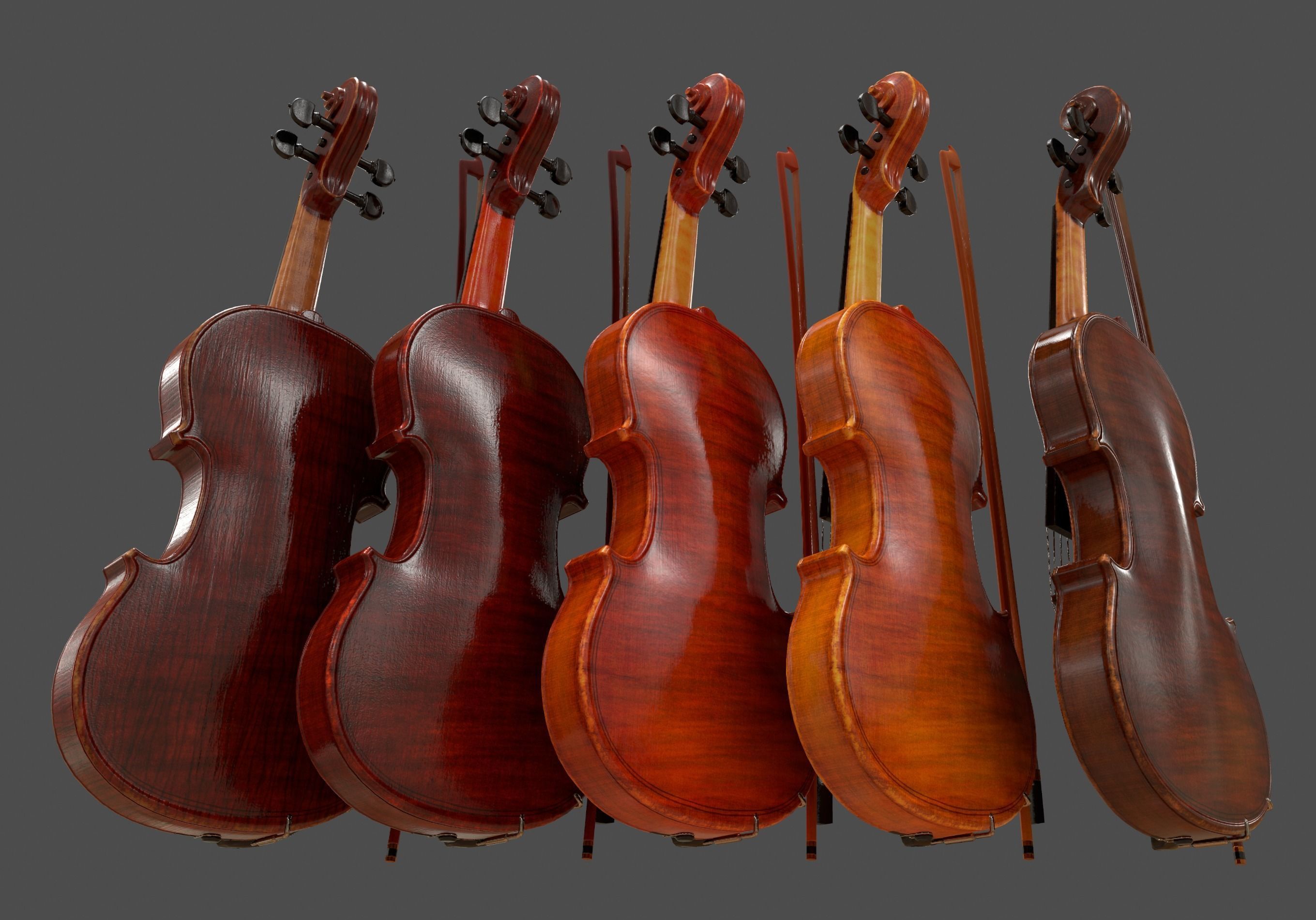 Viola and Bow - Low Poly Low-poly 3D model_1