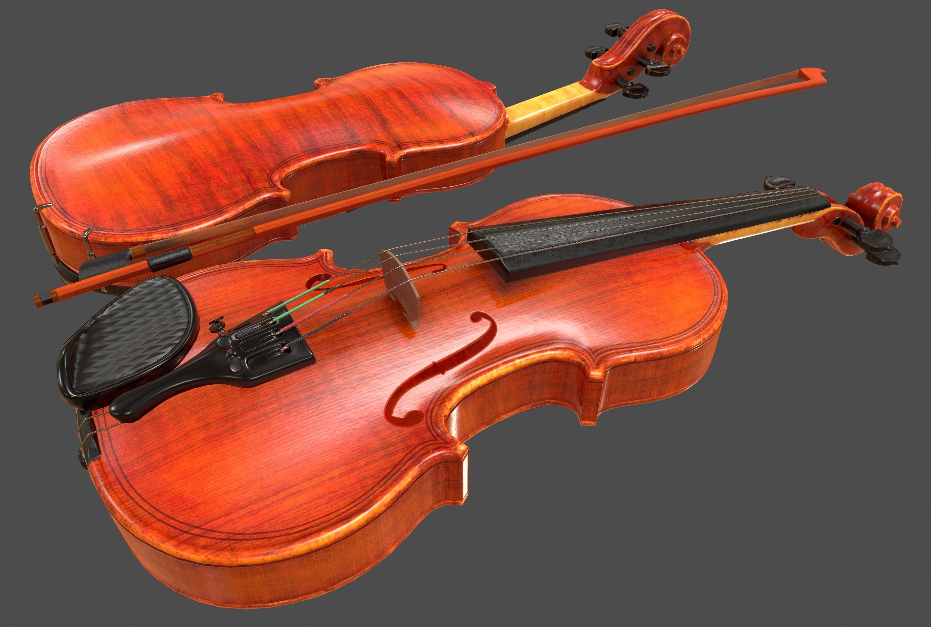 Viola and Bow - Low Poly Low-poly 3D model_8