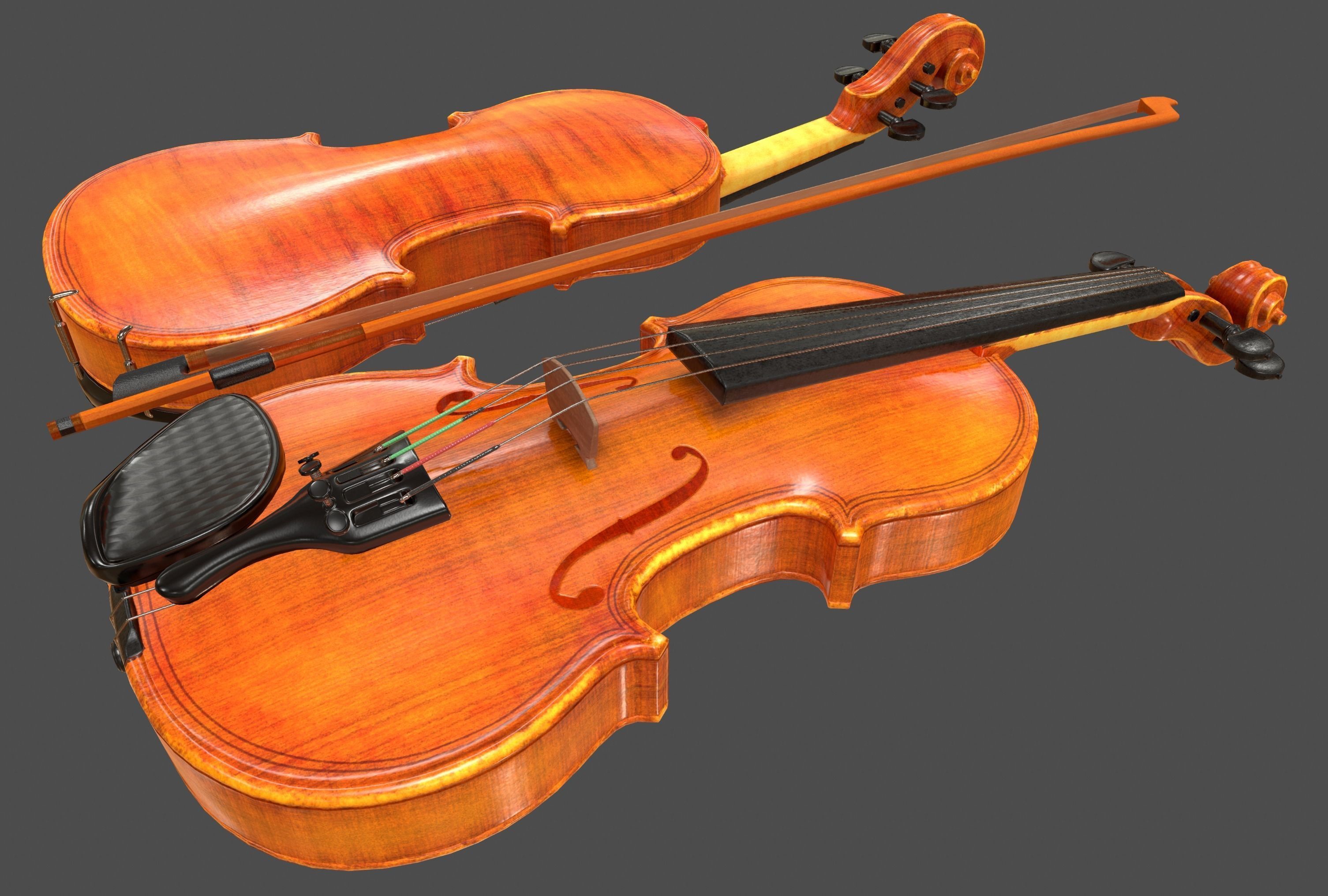 Viola and Bow - Low Poly Low-poly 3D model_9