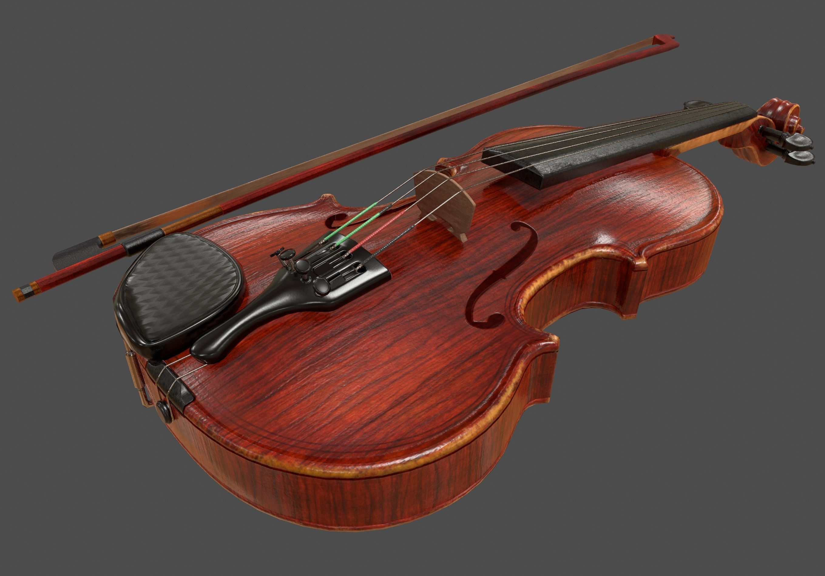Viola and Bow - Low Poly Low-poly 3D model_11