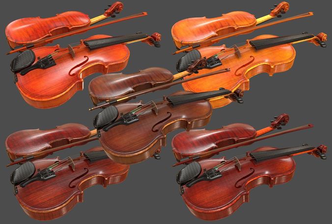Viola and Bow - Low Poly Low-poly 3D model