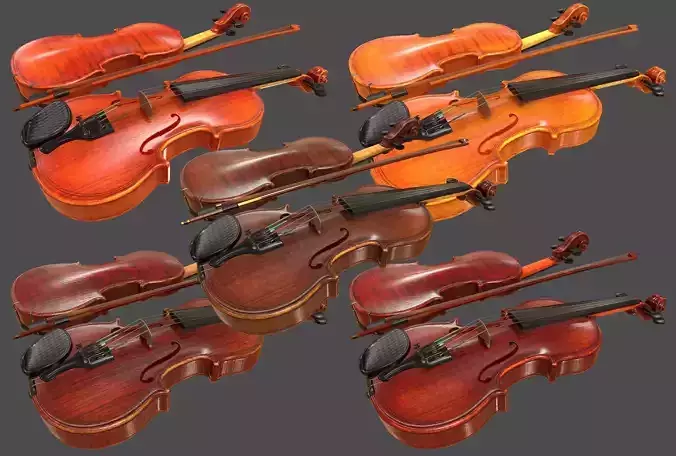 Viola and Bow - Low Poly Low-poly 3D model