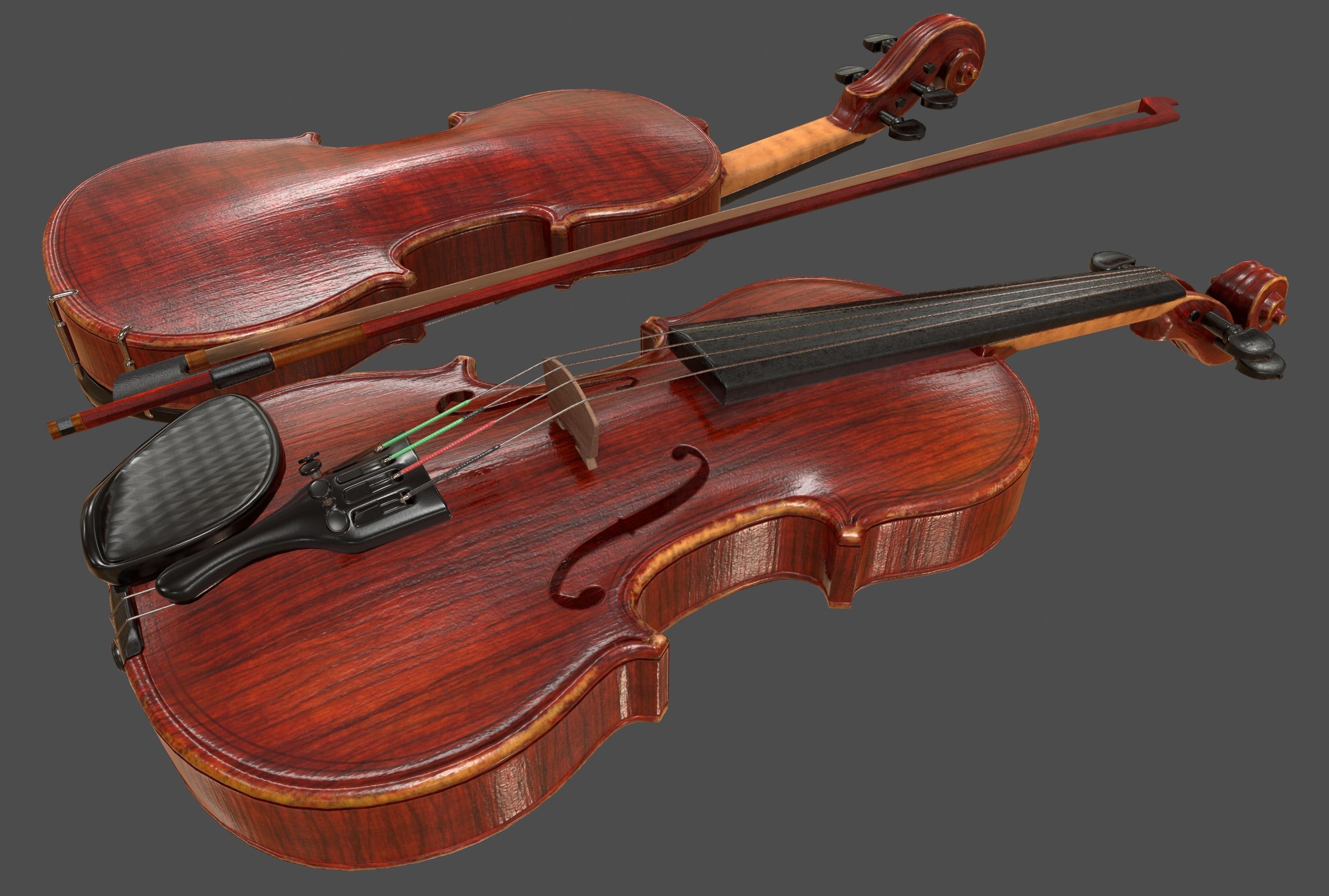 Viola and Bow - Low Poly Low-poly 3D model_6