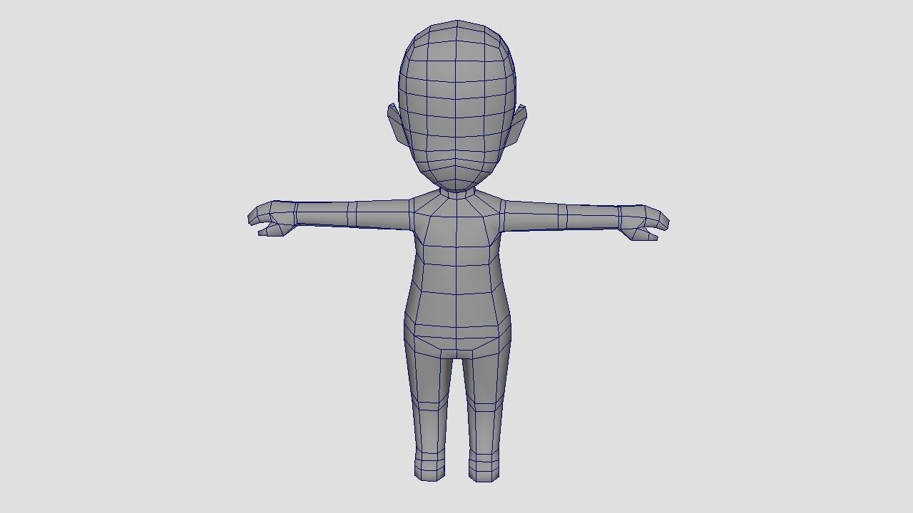 Low Poly Character Base Mesh  Low-poly 3D model_2