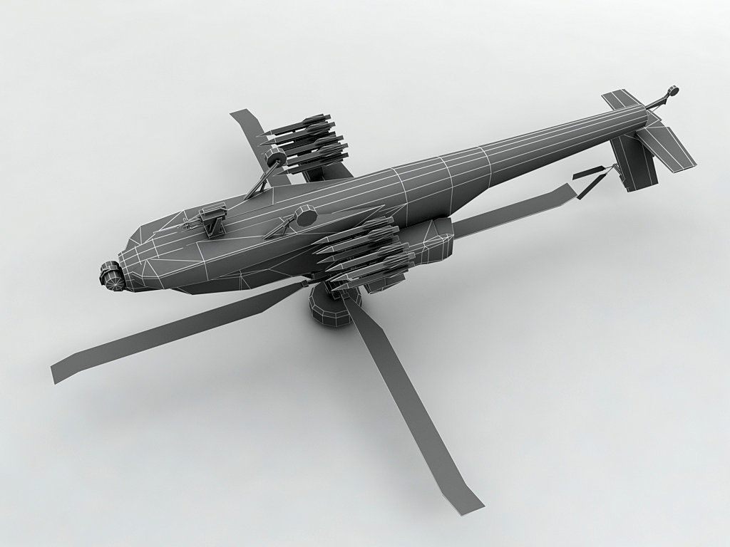 AH 64D Helicopter  -1 Low-poly 3D model_3