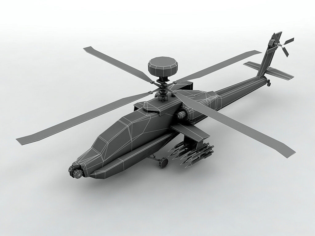 AH 64D Helicopter  -1 Low-poly 3D model_2