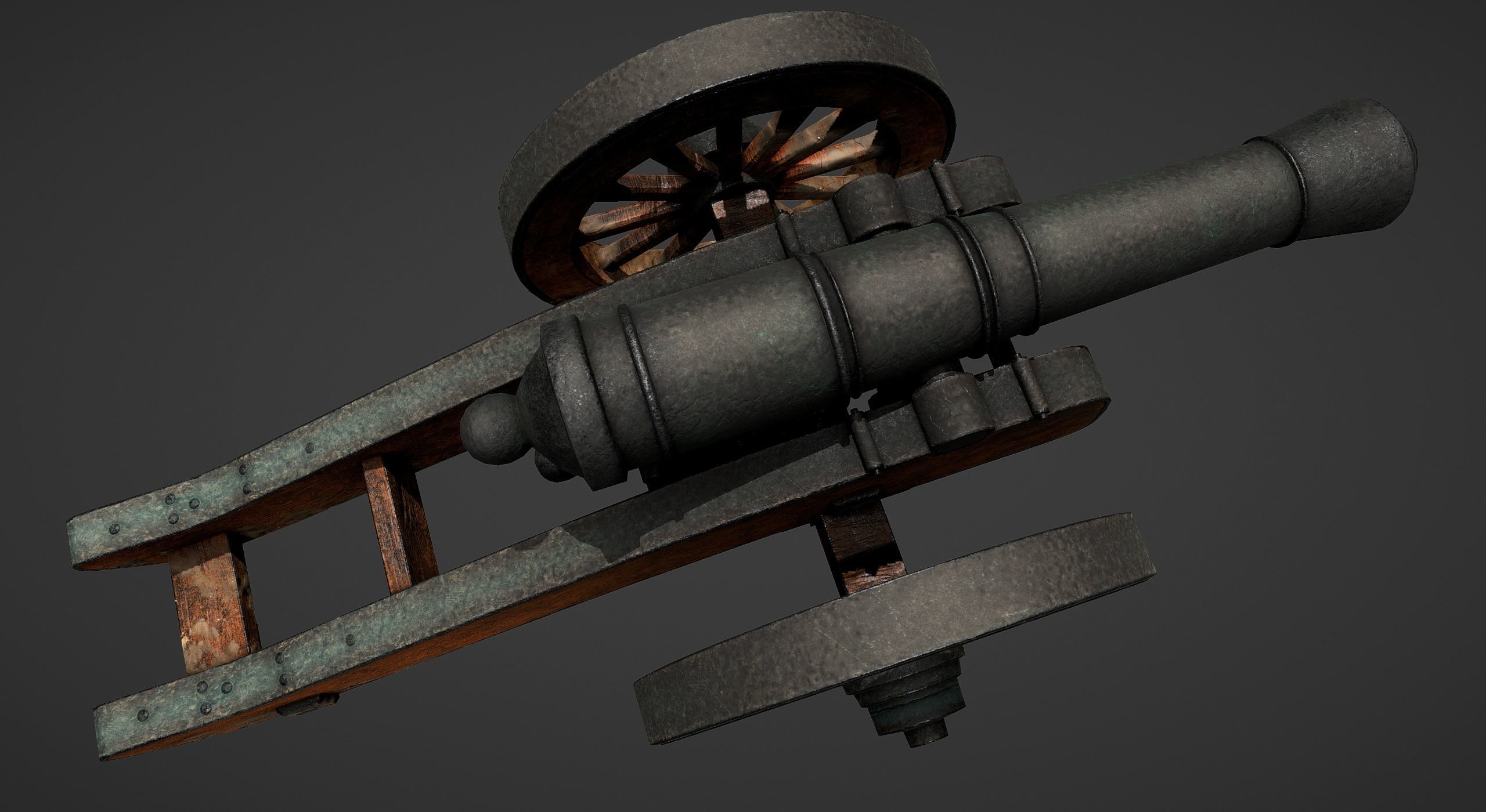 Cannon - Low Poly old Low-poly 3D model_7
