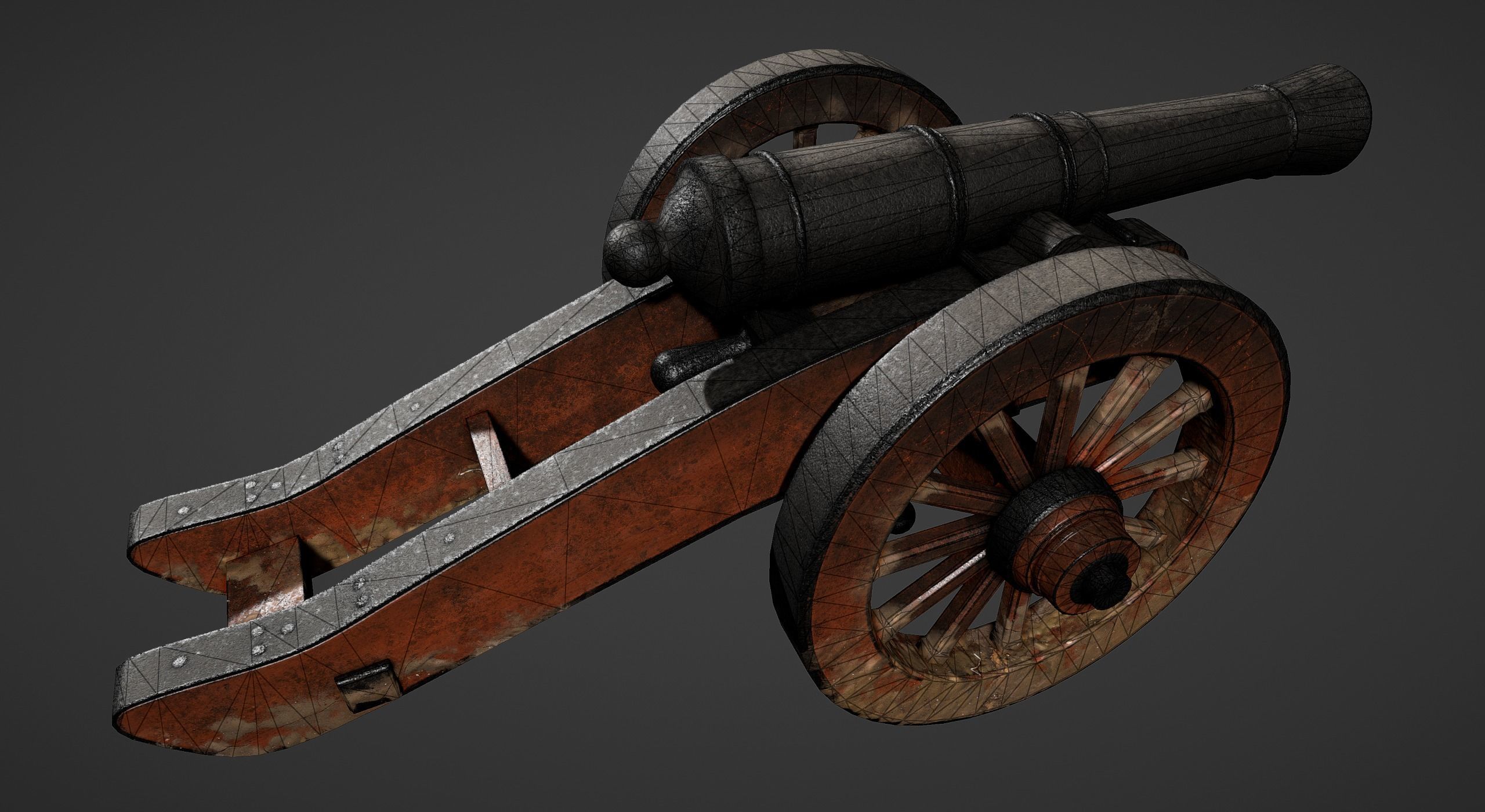 Cannon - Low Poly old Low-poly 3D model_2