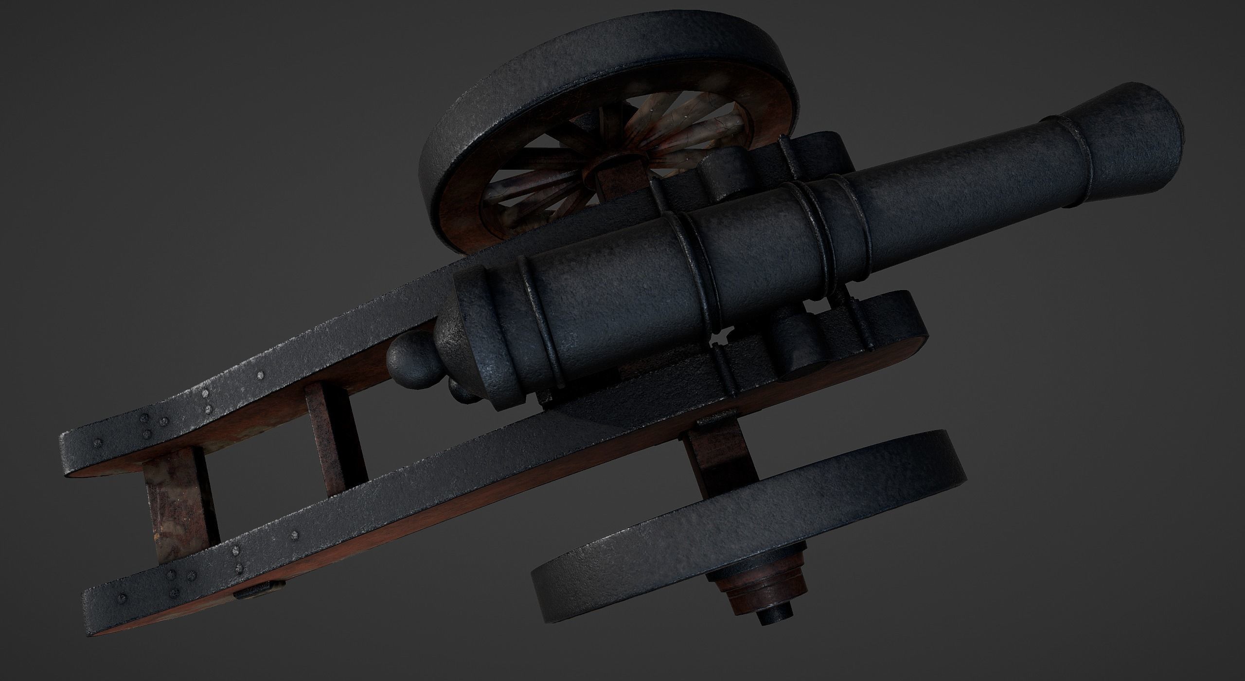 Cannon - Low Poly old Low-poly 3D model_15