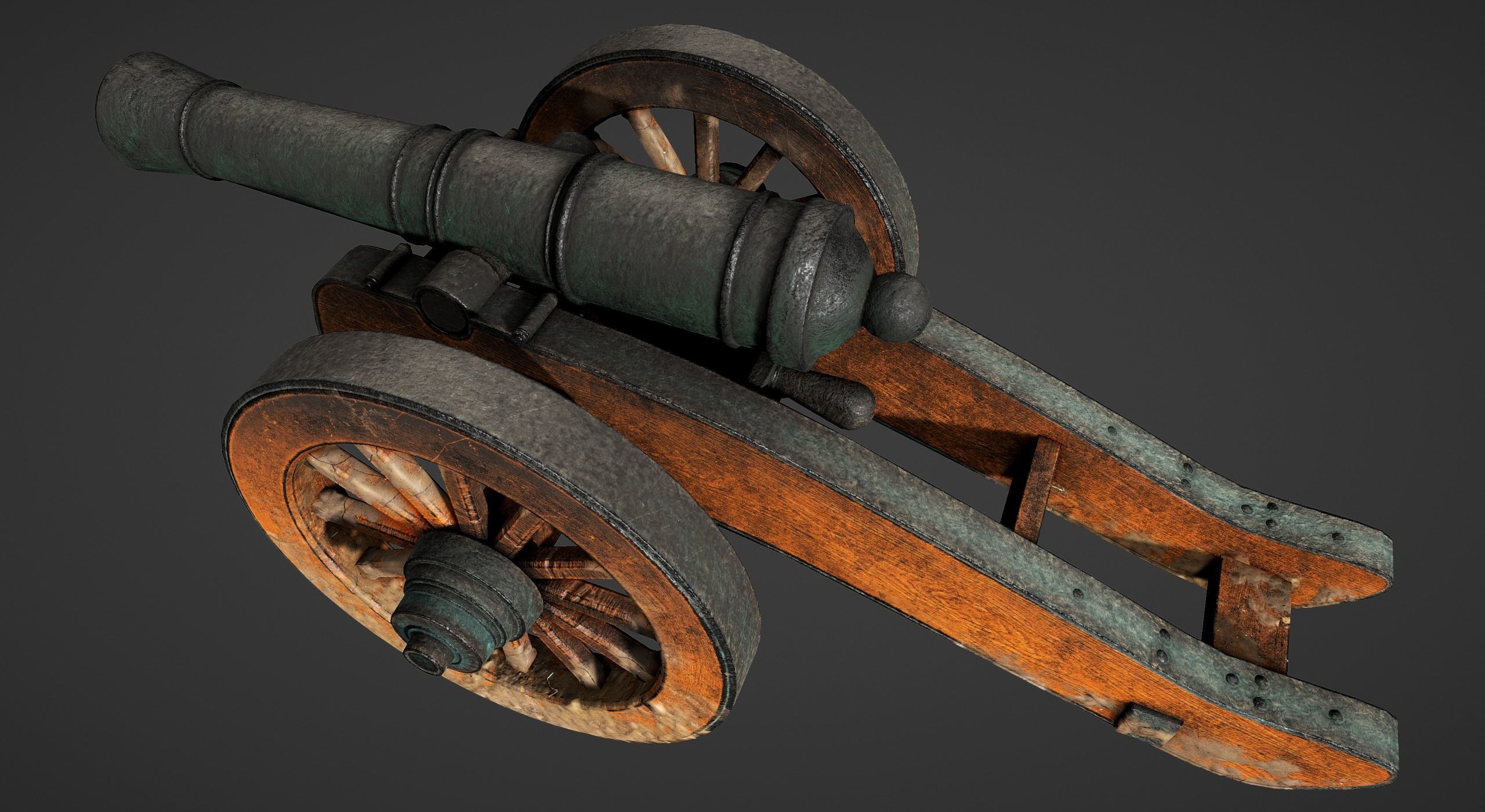 Cannon - Low Poly old Low-poly 3D model_5