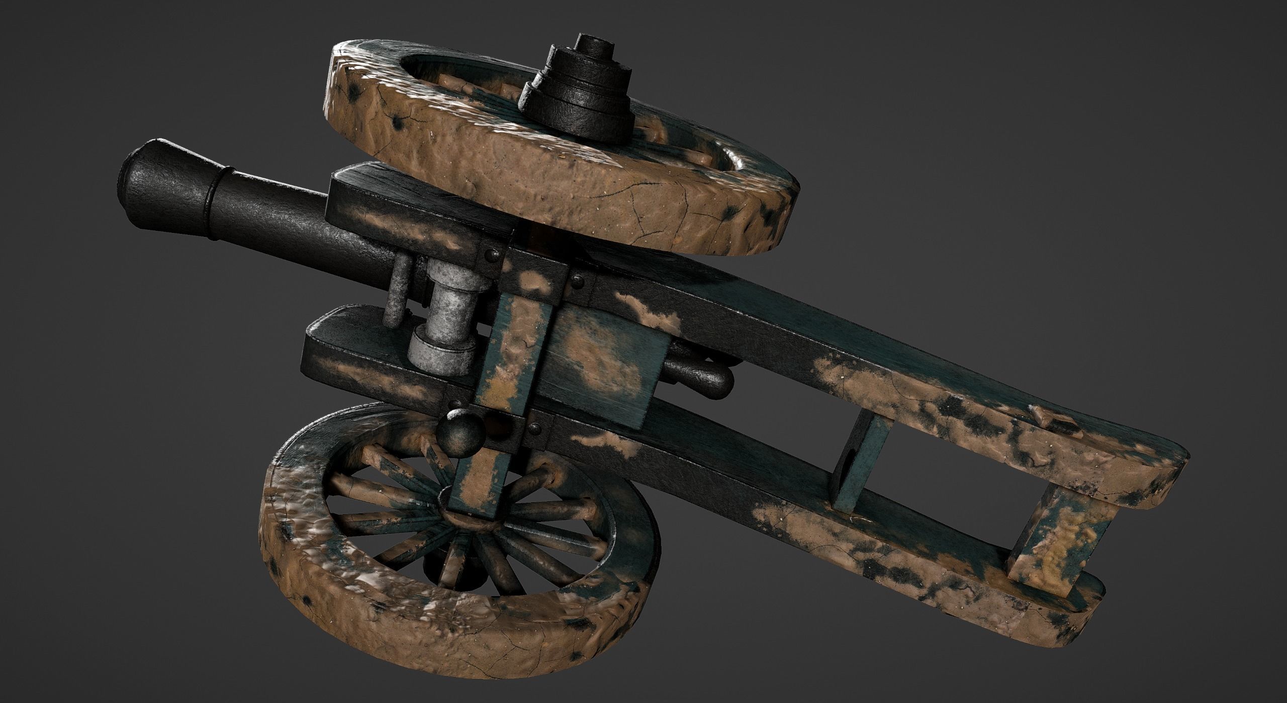 Cannon - Low Poly old Low-poly 3D model_13