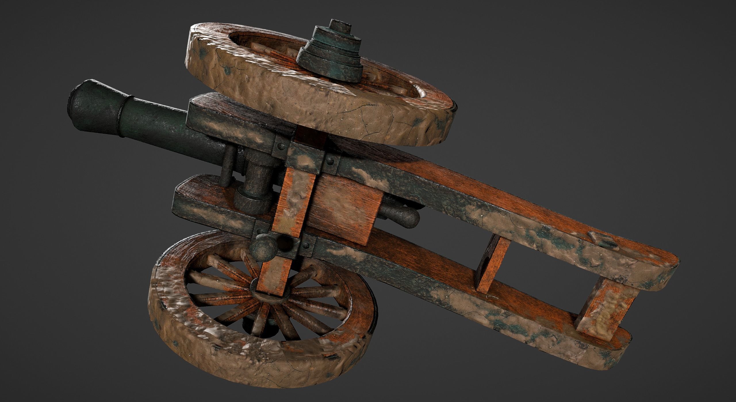 Cannon - Low Poly old Low-poly 3D model_10