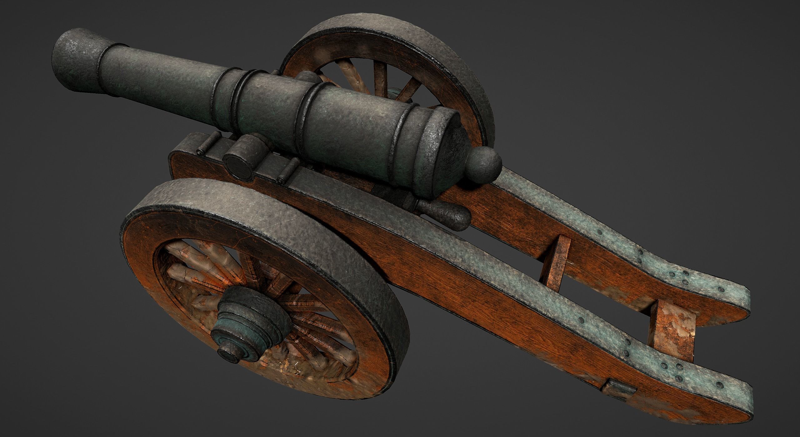 Cannon - Low Poly old Low-poly 3D model_36
