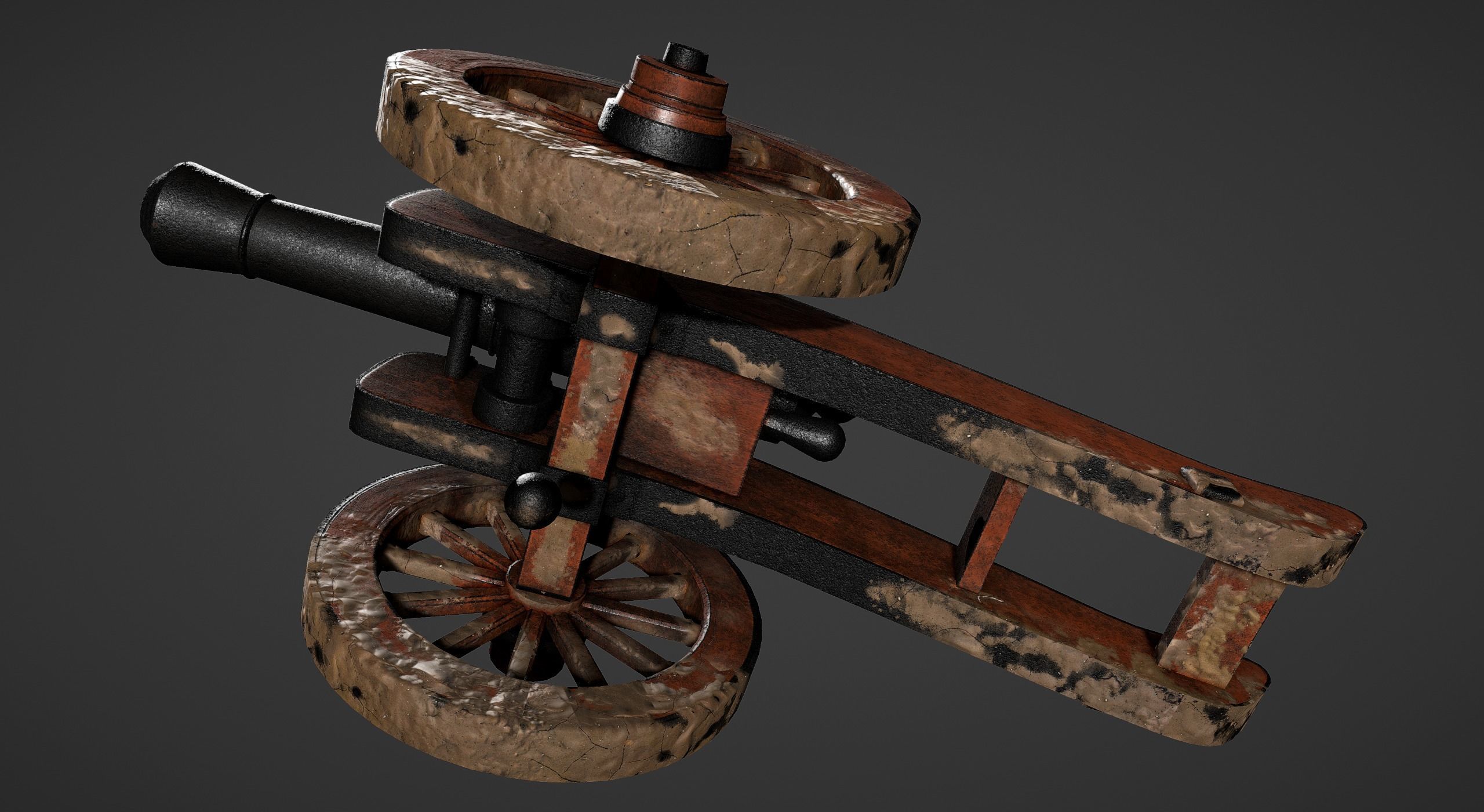 Cannon - Low Poly old Low-poly 3D model_12