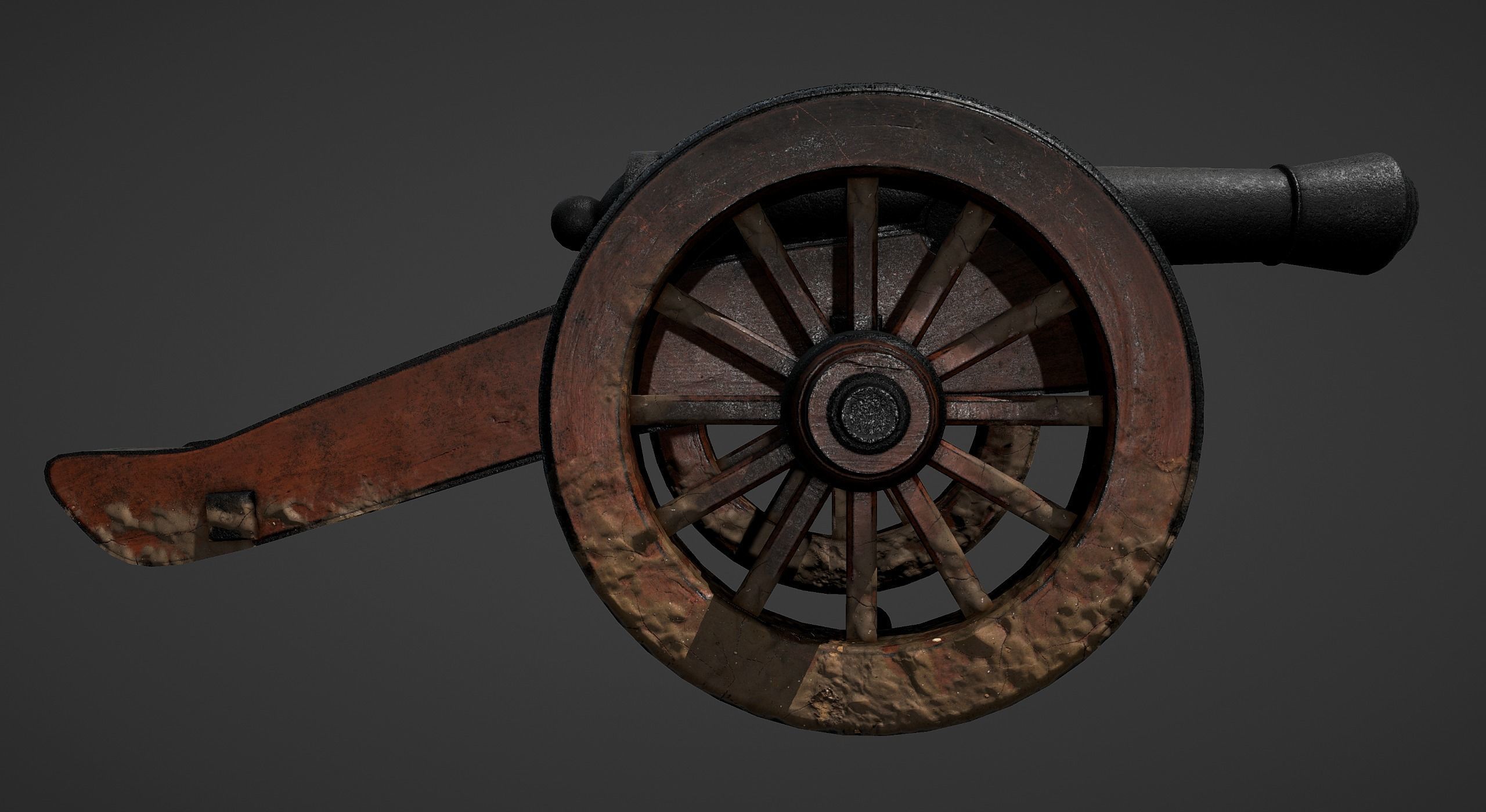 Cannon - Low Poly old Low-poly 3D model_4