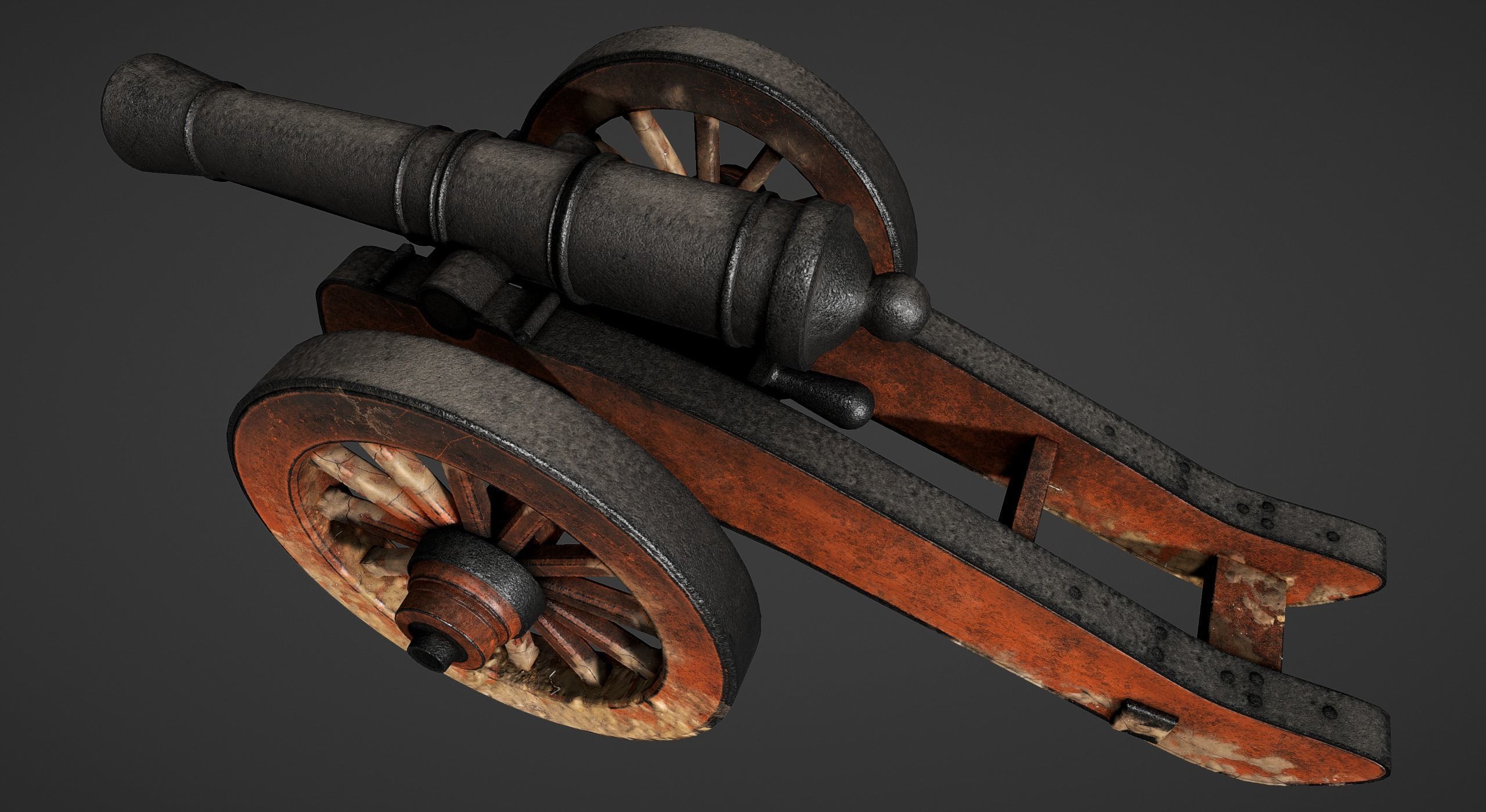 Cannon - Low Poly old Low-poly 3D model_6