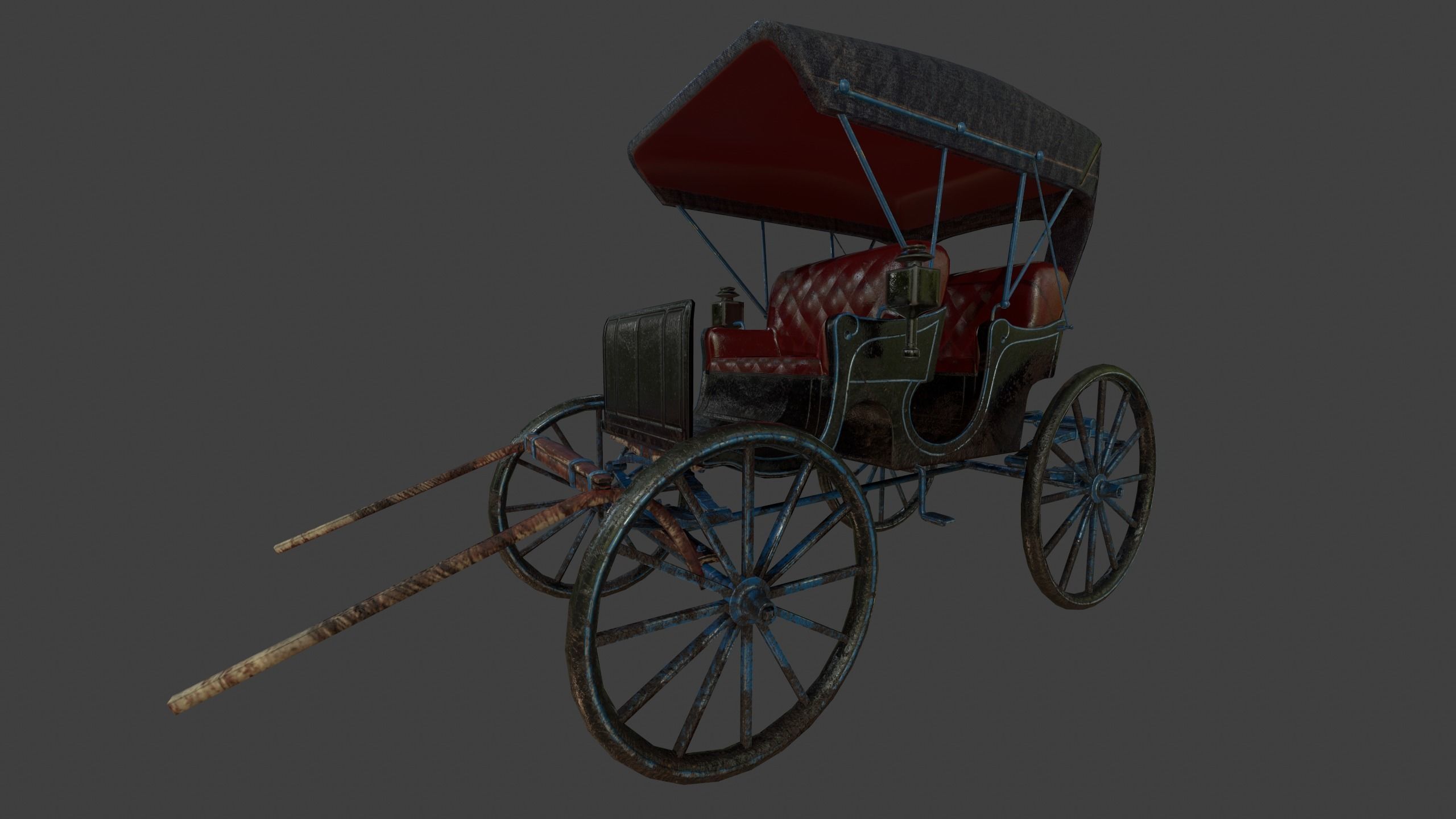 Carriage - Low Poly victorian horse drawn Low-poly 3D model_46