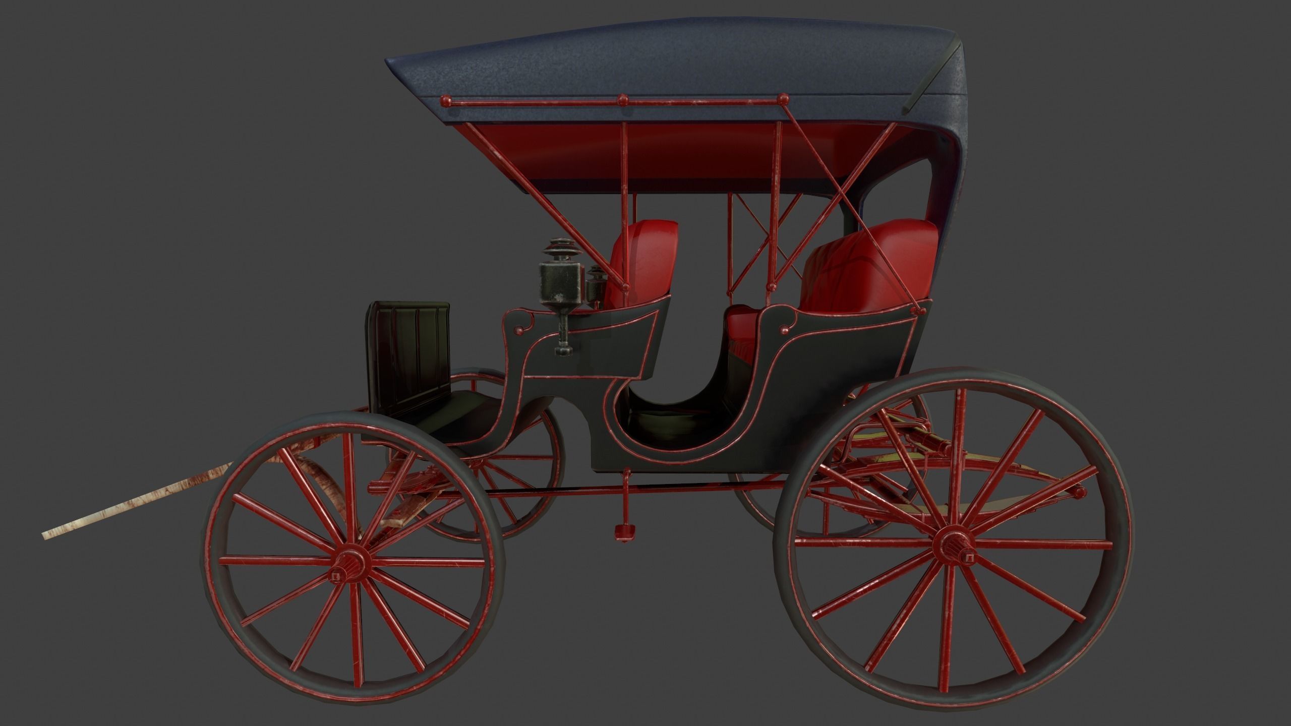 Carriage - Low Poly victorian horse drawn Low-poly 3D model_29