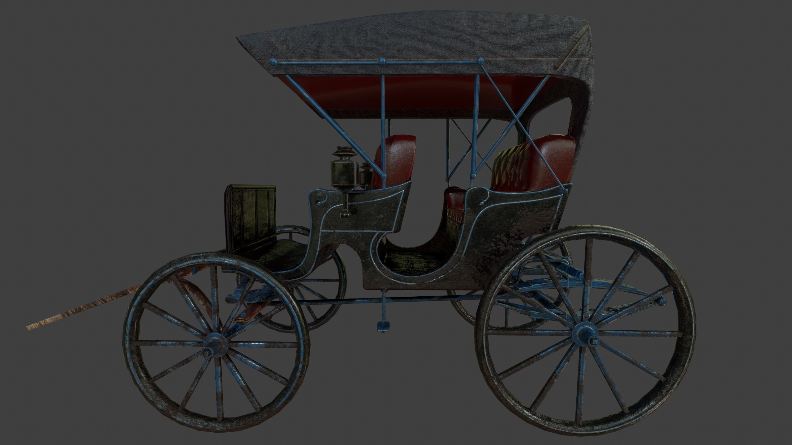 Carriage - Low Poly victorian horse drawn Low-poly 3D model_42