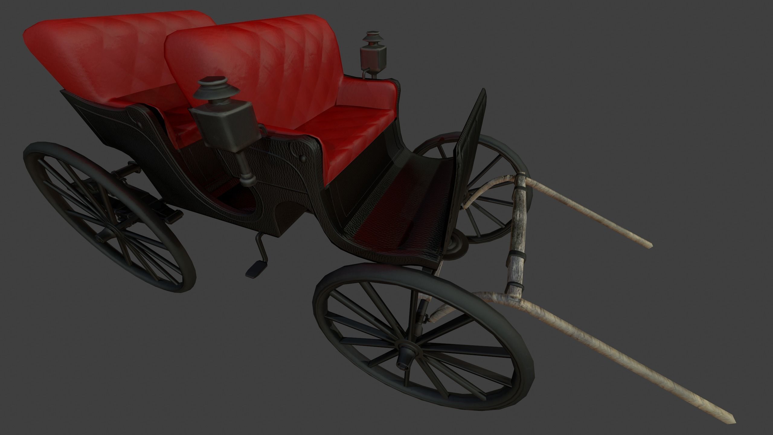 Carriage - Low Poly victorian horse drawn Low-poly 3D model_14