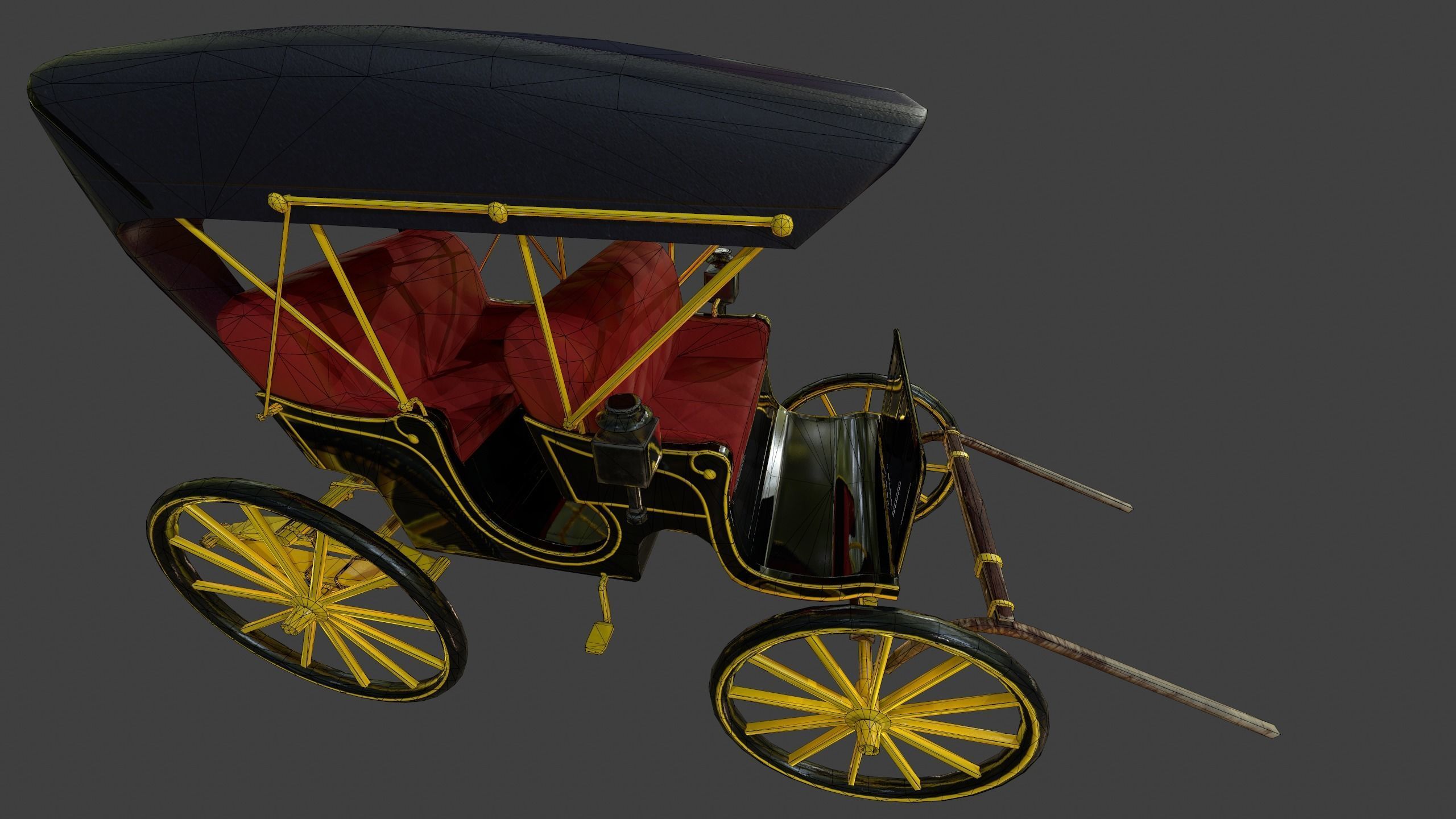 Carriage - Low Poly victorian horse drawn Low-poly 3D model_45