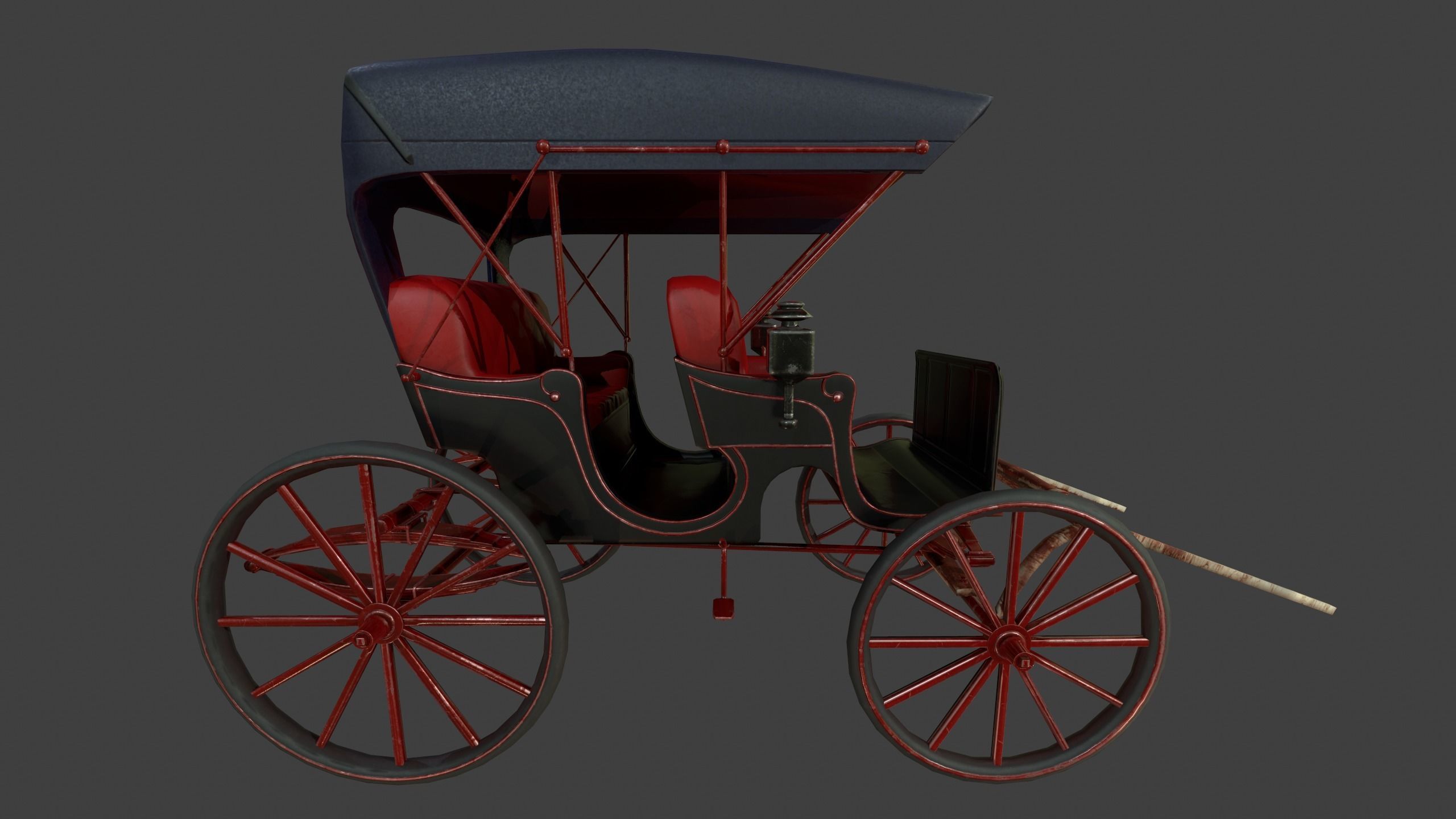 Carriage - Low Poly victorian horse drawn Low-poly 3D model_8