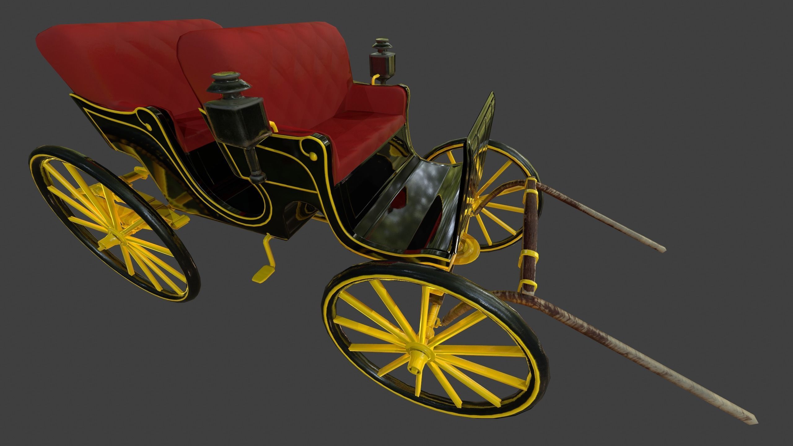 Carriage - Low Poly victorian horse drawn Low-poly 3D model_30