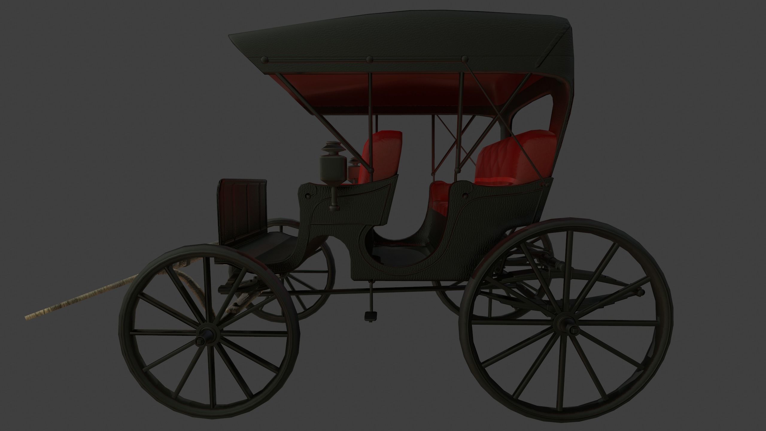 Carriage - Low Poly victorian horse drawn Low-poly 3D model_28