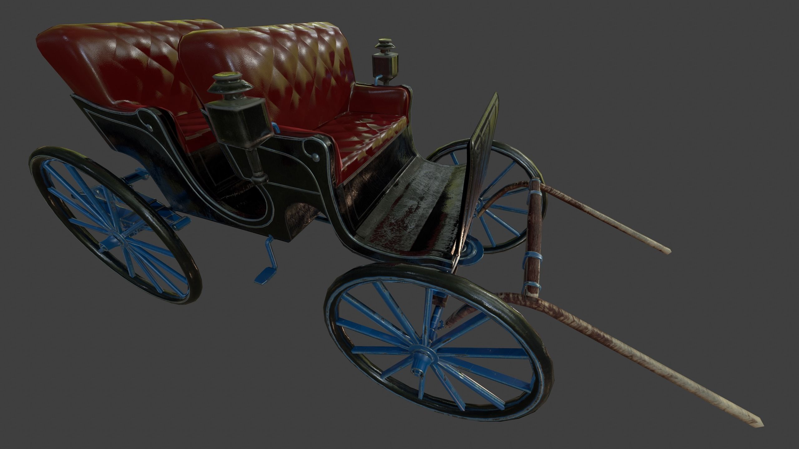 Carriage - Low Poly victorian horse drawn Low-poly 3D model_26