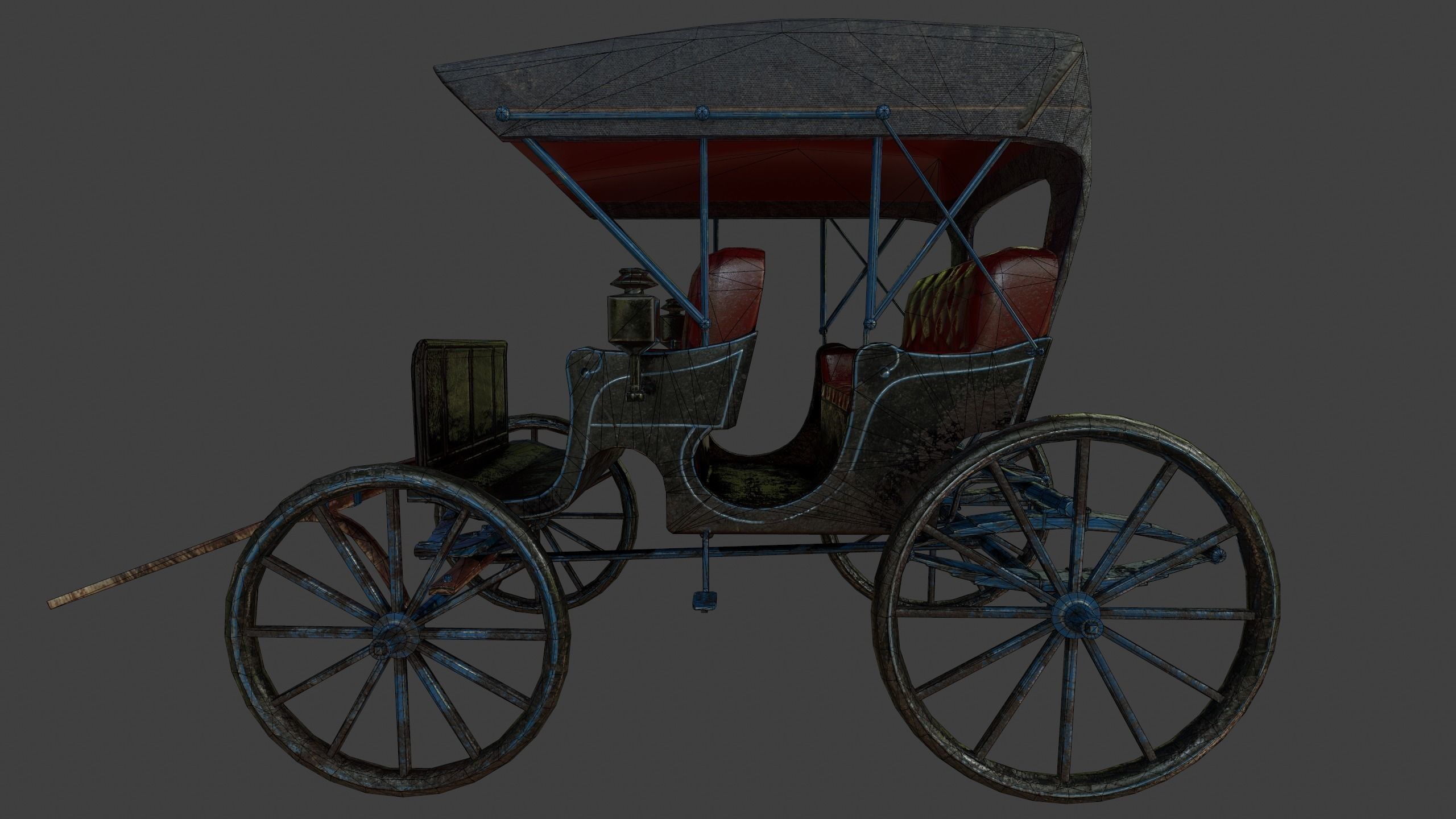 Carriage - Low Poly victorian horse drawn Low-poly 3D model_27