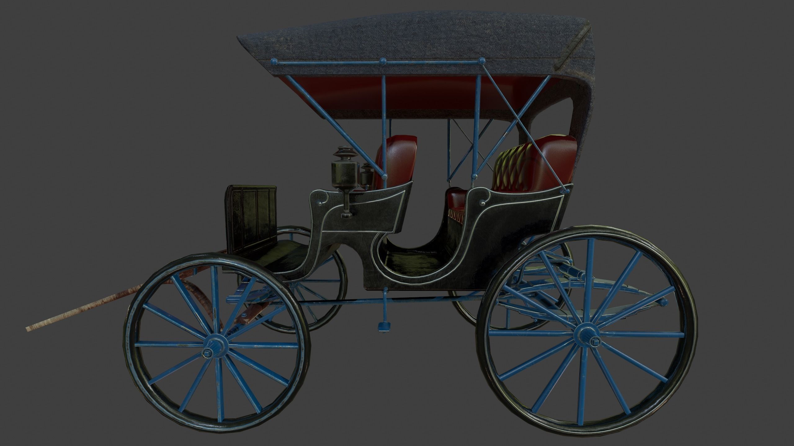 Carriage - Low Poly victorian horse drawn Low-poly 3D model_43