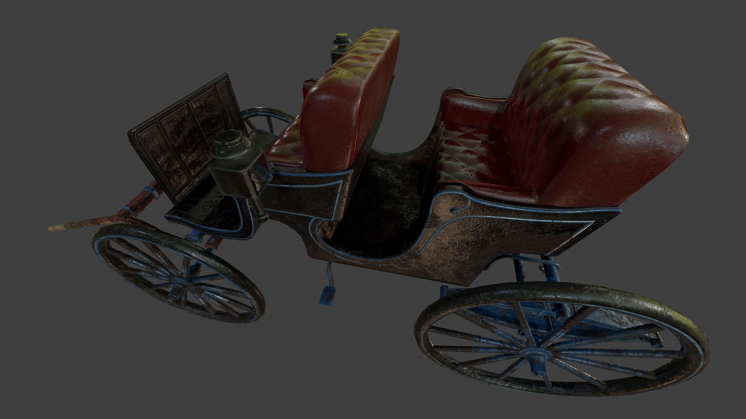 Carriage - Low Poly victorian horse drawn Low-poly 3D model_33