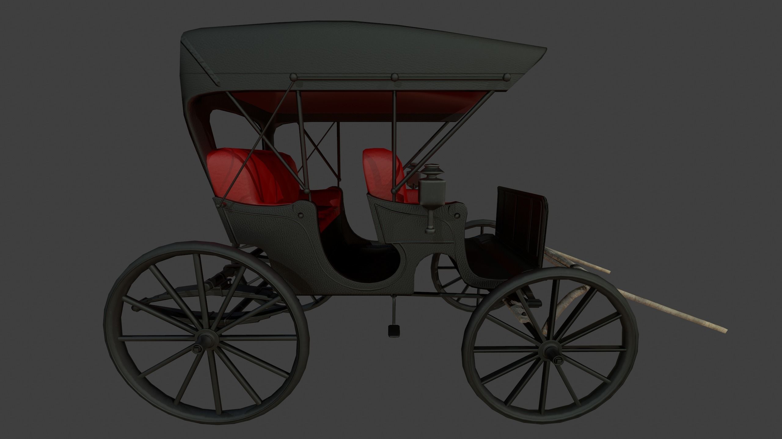 Carriage - Low Poly victorian horse drawn Low-poly 3D model_7