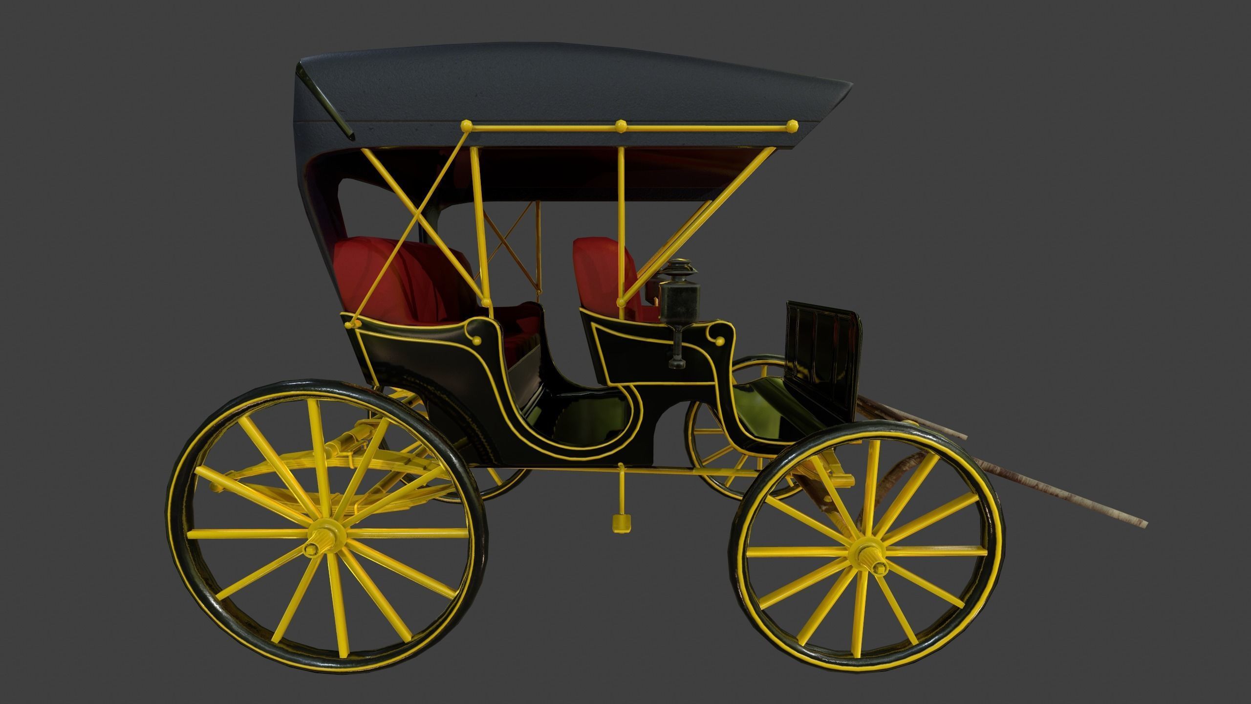 Carriage - Low Poly victorian horse drawn Low-poly 3D model_18