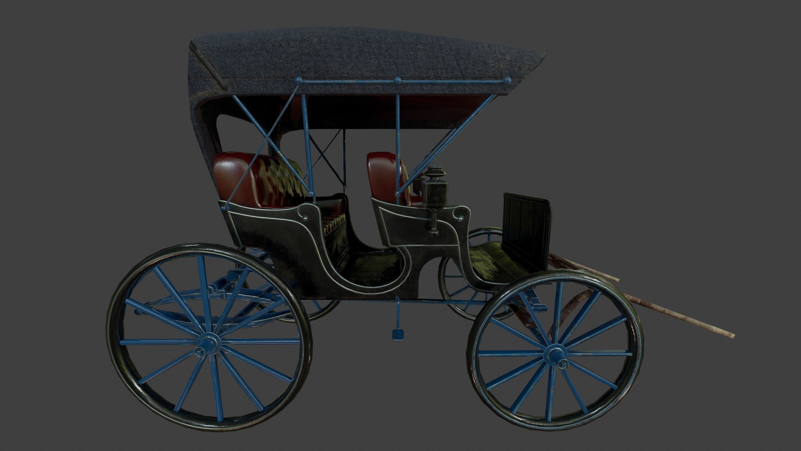 Carriage - Low Poly victorian horse drawn Low-poly 3D model_10