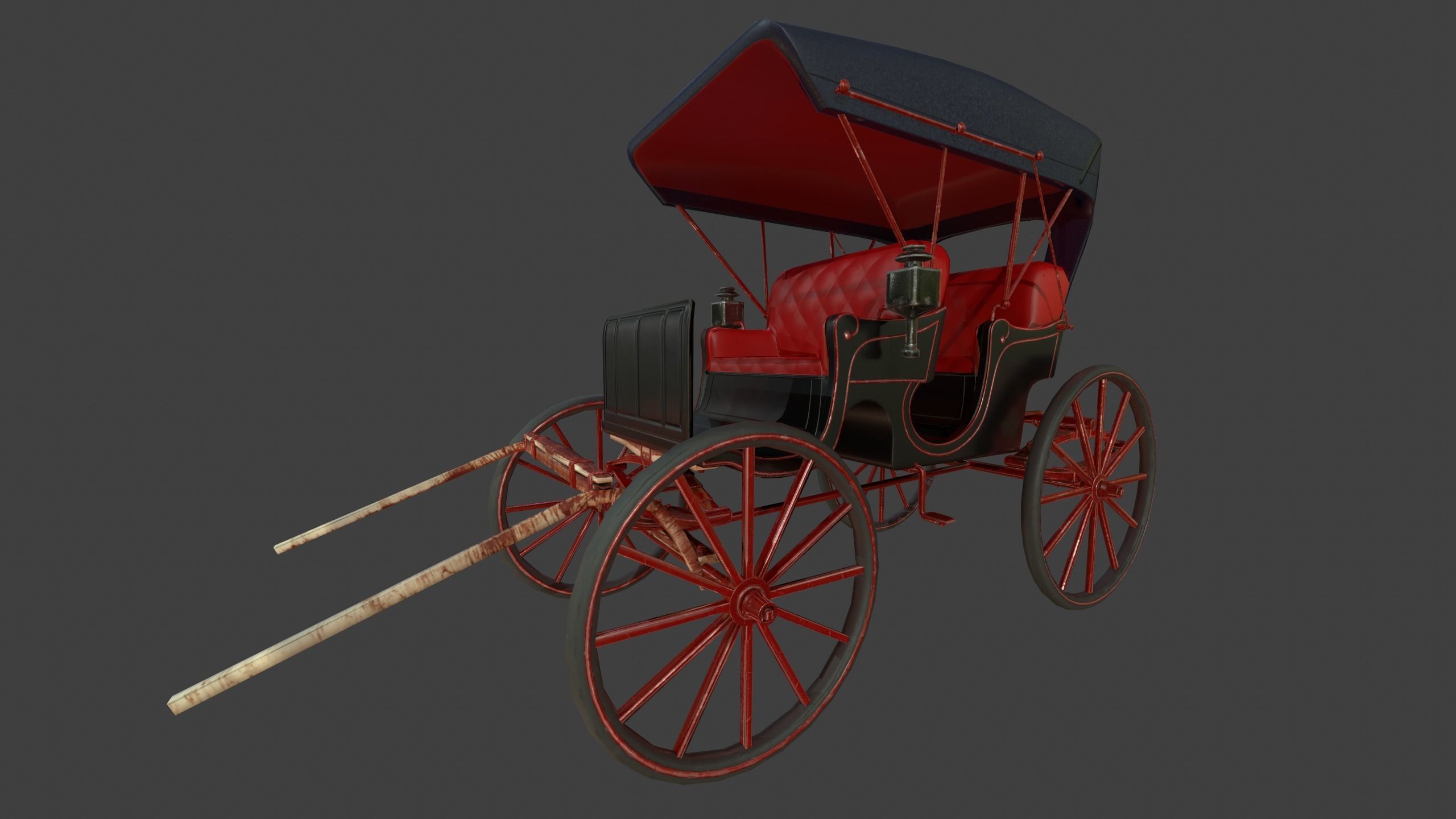 Carriage - Low Poly victorian horse drawn Low-poly 3D model_12