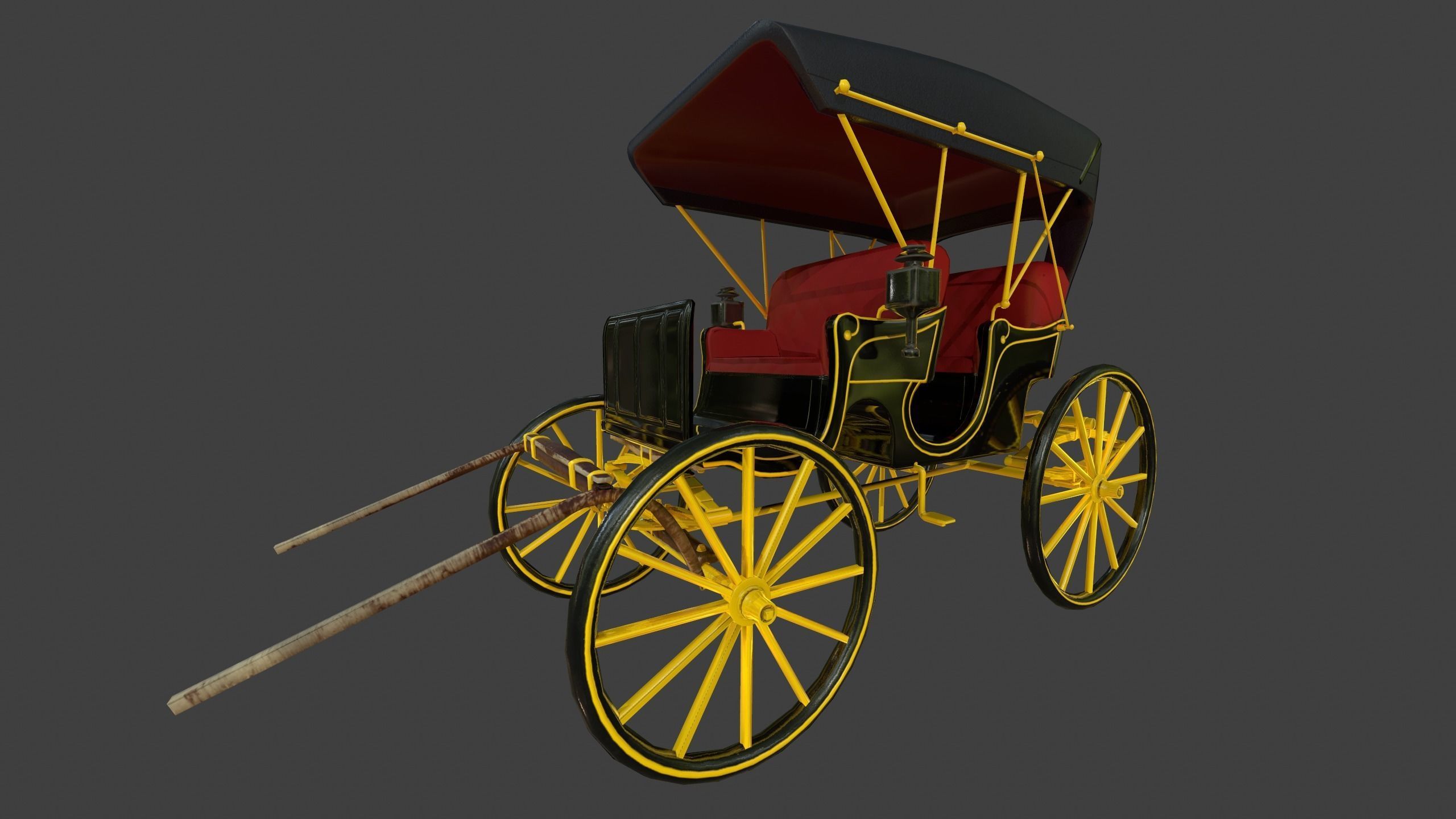 Carriage - Low Poly victorian horse drawn Low-poly 3D model_13