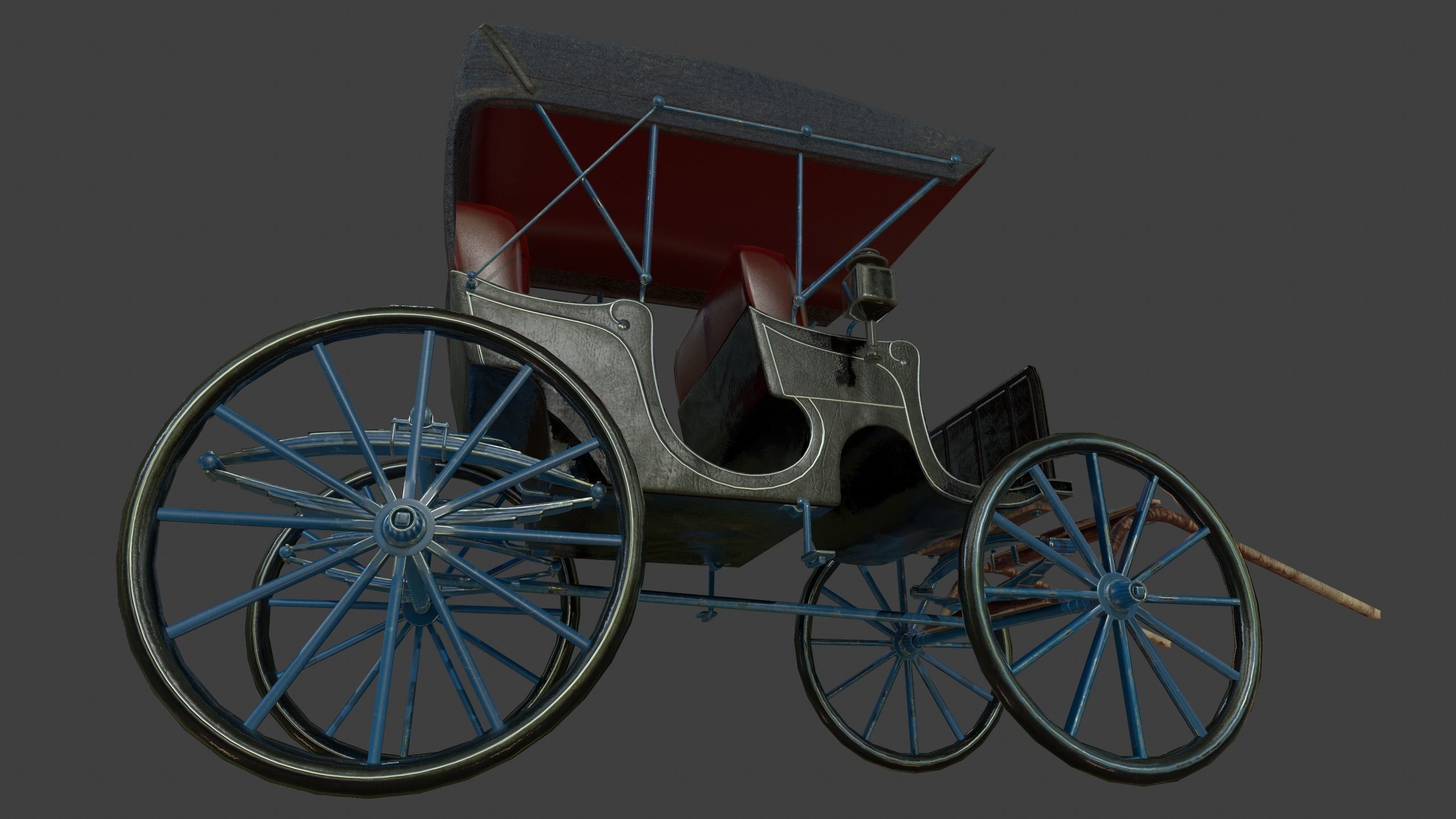 Carriage - Low Poly victorian horse drawn Low-poly 3D model_44