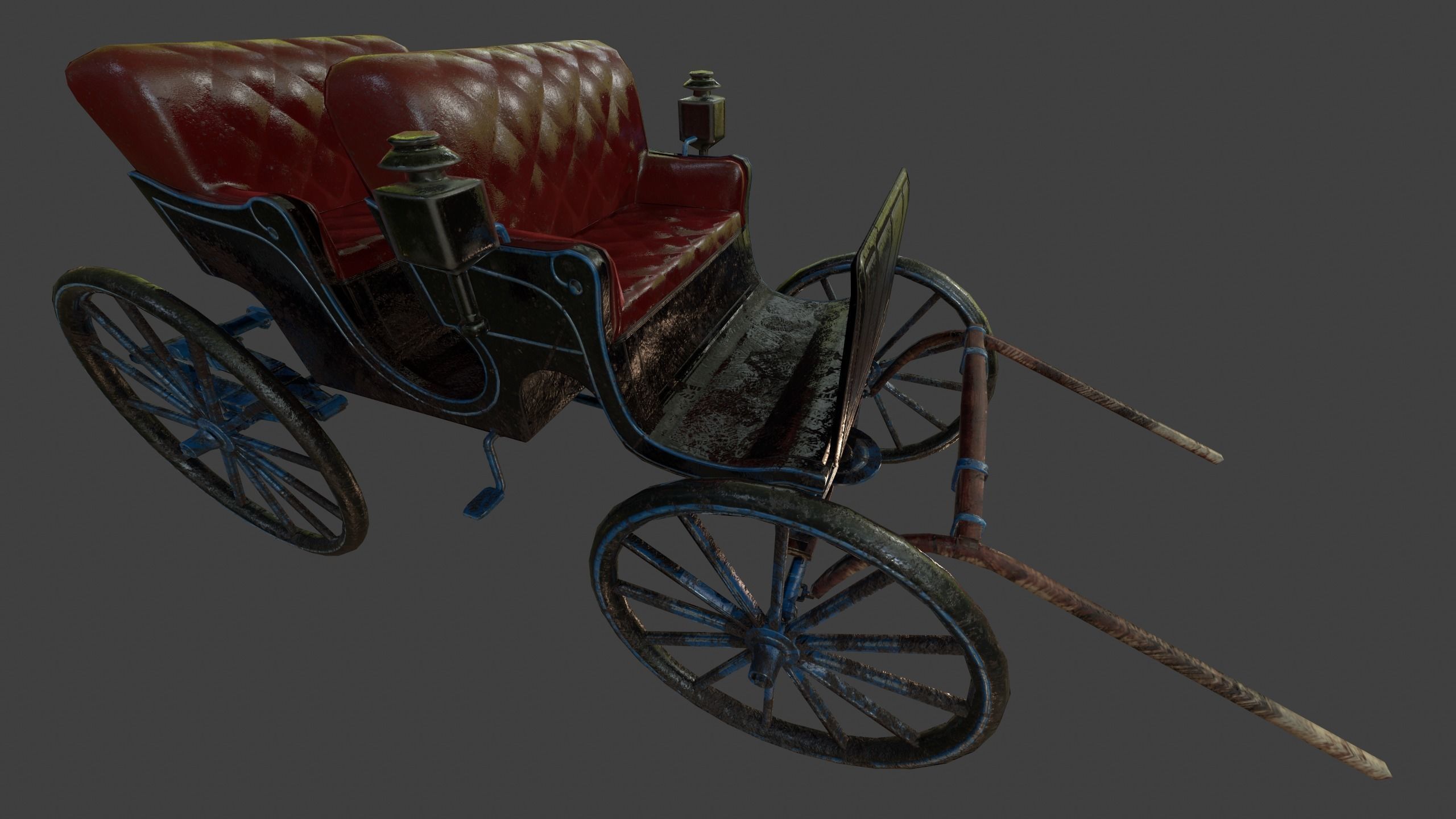Carriage - Low Poly victorian horse drawn Low-poly 3D model_15