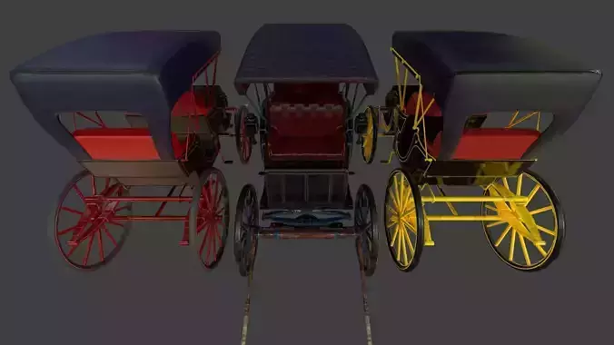 Carriage - Low Poly victorian horse drawn