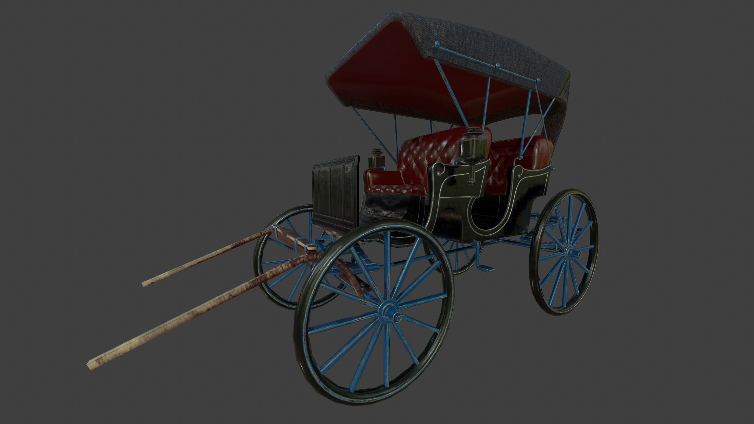 Carriage - Low Poly victorian horse drawn Low-poly 3D model_35