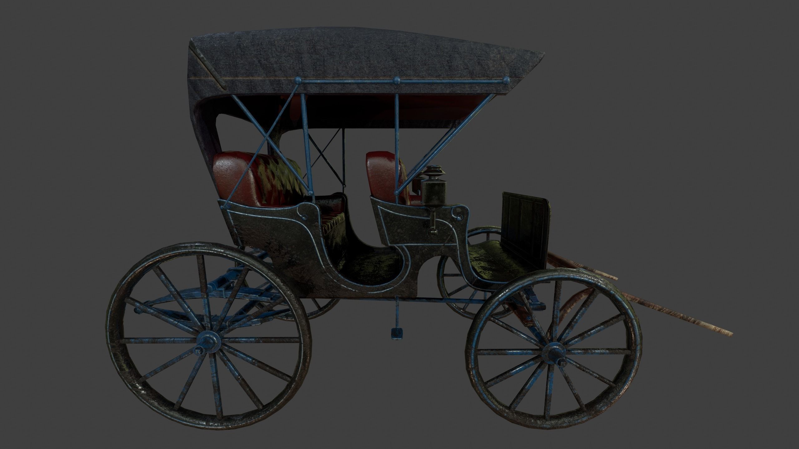 Carriage - Low Poly victorian horse drawn Low-poly 3D model_9
