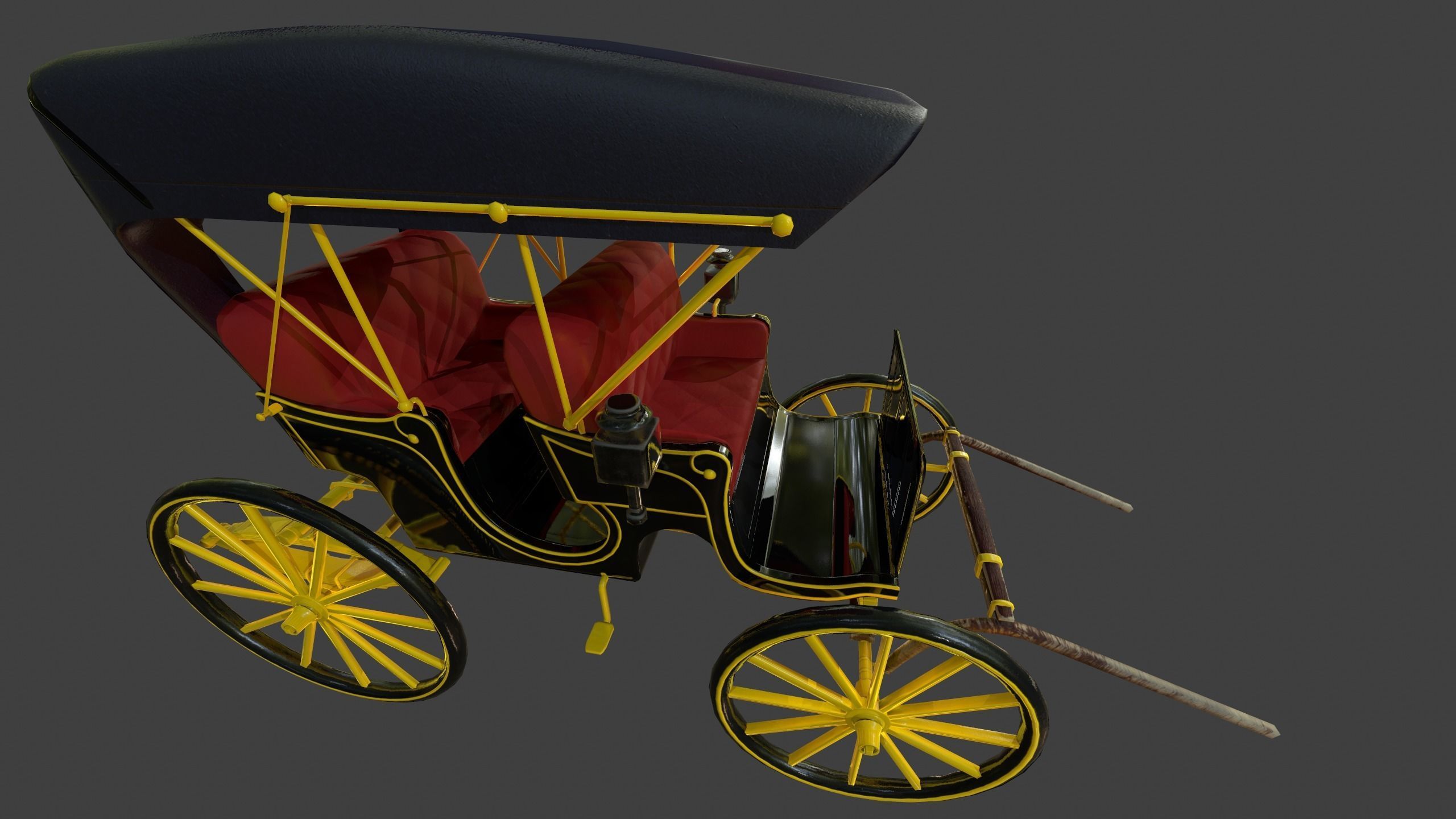 Carriage - Low Poly victorian horse drawn Low-poly 3D model_31