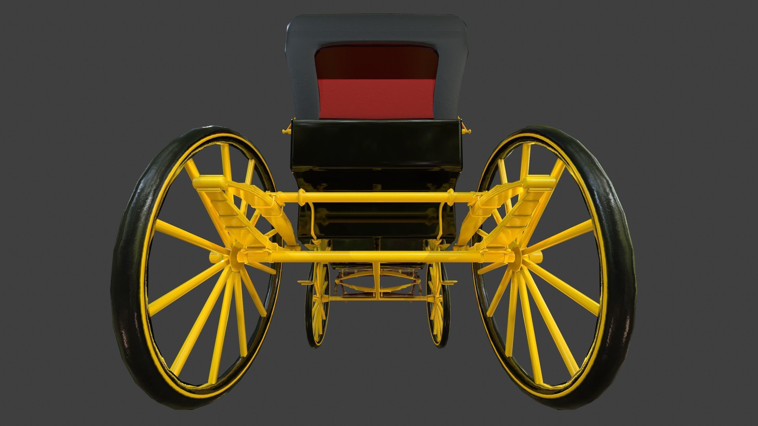 Carriage - Low Poly victorian horse drawn Low-poly 3D model_17