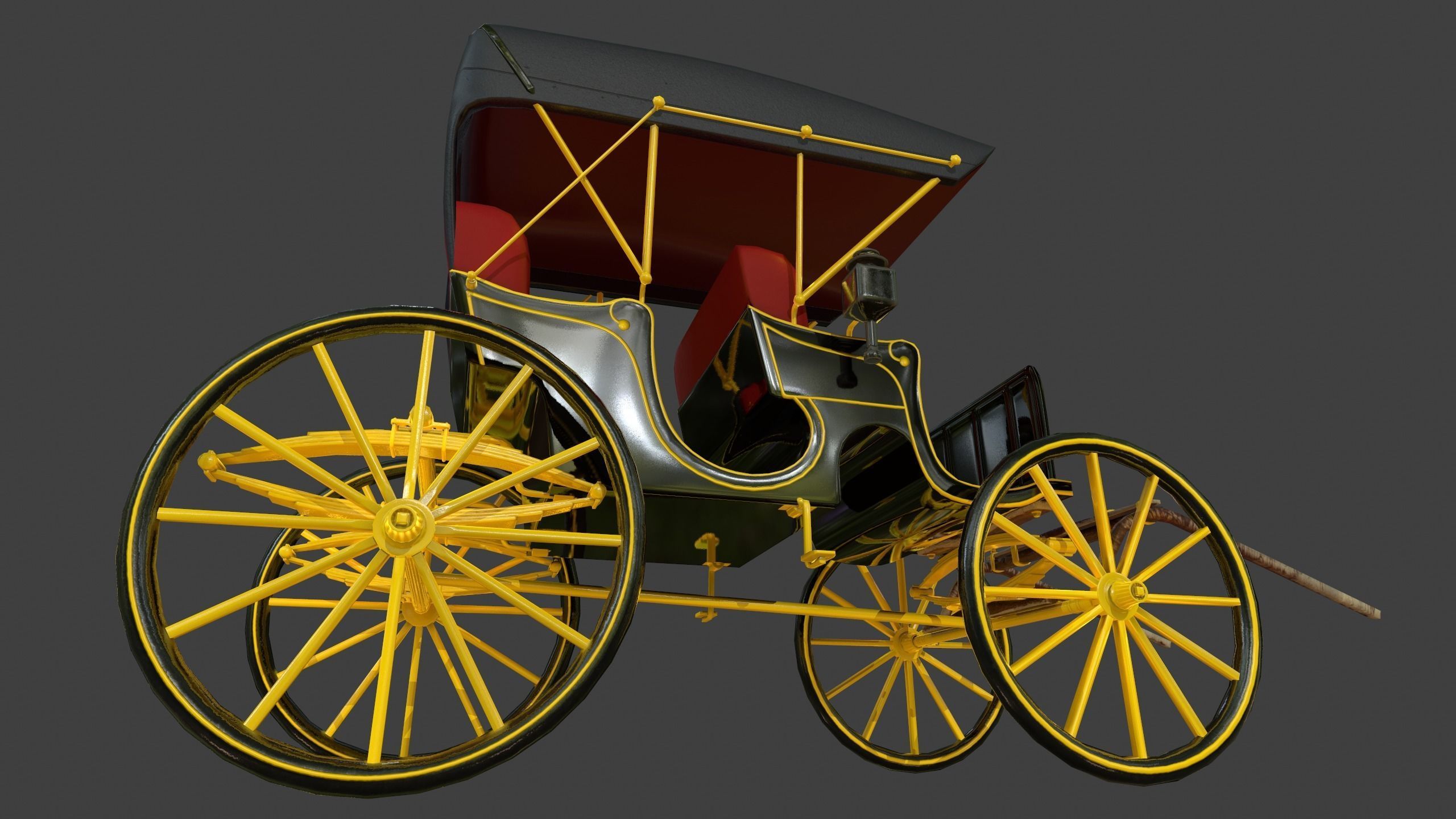 Carriage - Low Poly victorian horse drawn Low-poly 3D model_32