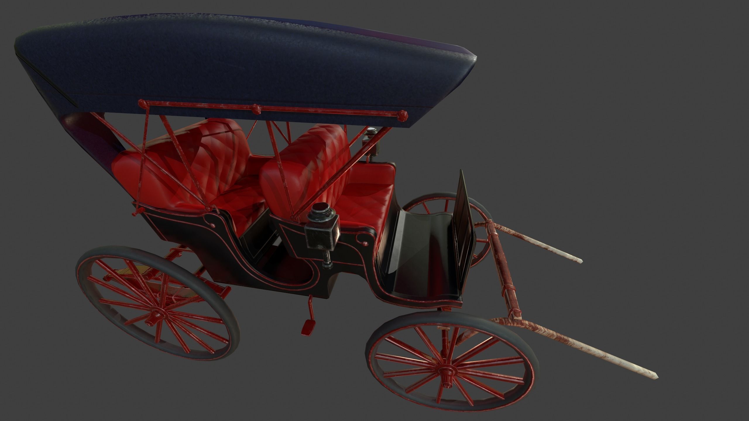 Carriage - Low Poly victorian horse drawn Low-poly 3D model_36