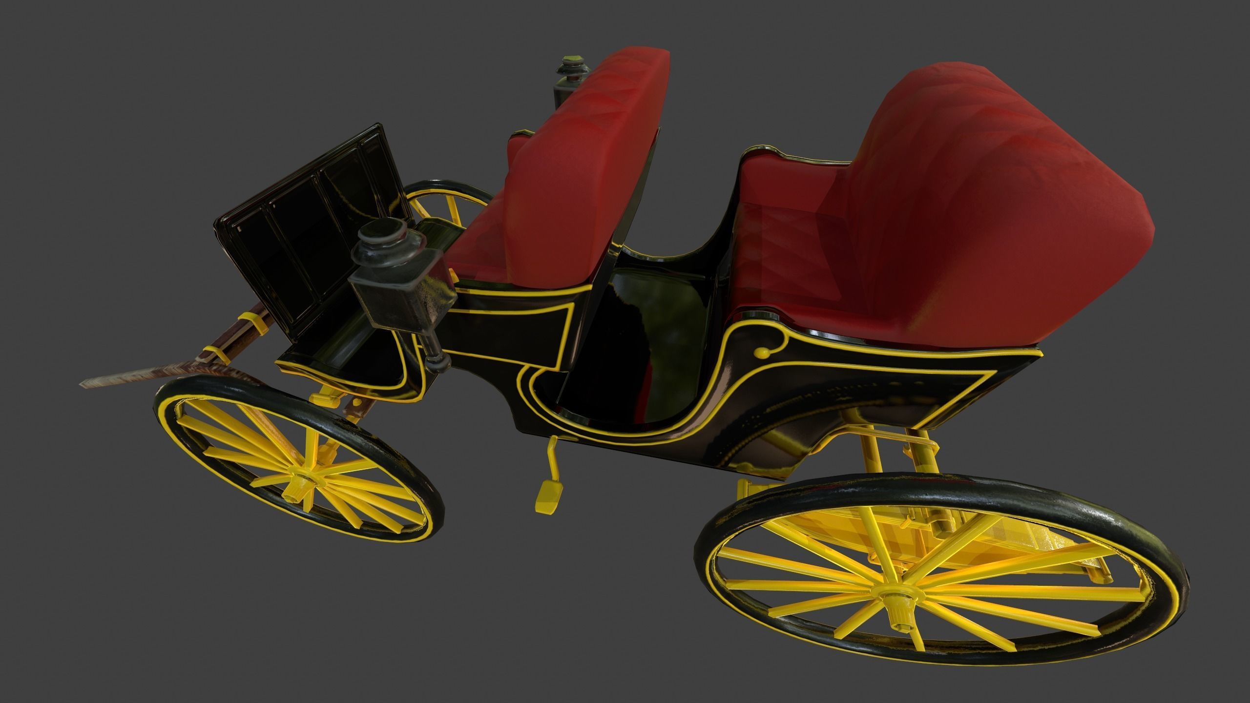 Carriage - Low Poly victorian horse drawn Low-poly 3D model_25